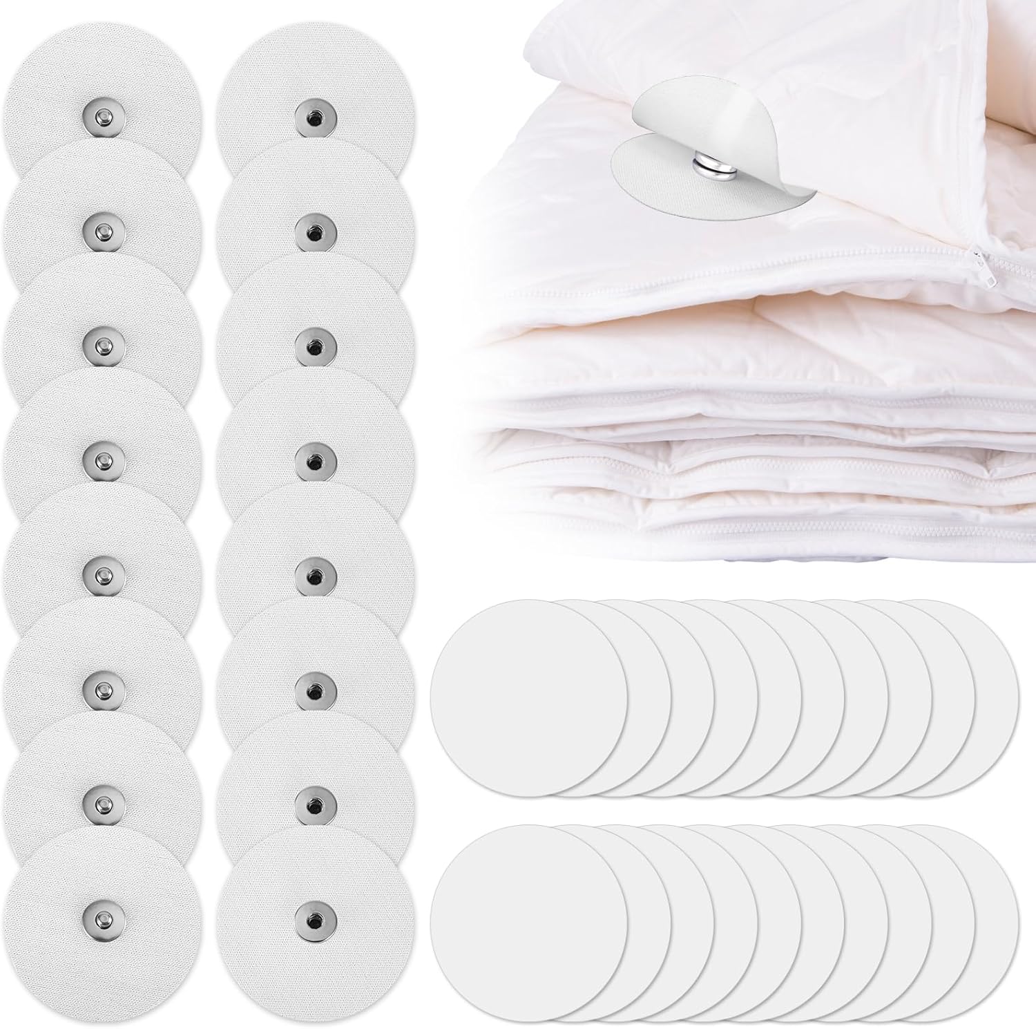 16pcs Duvet Snaps with 20 Acrylic Stickers for Secure Comforter Hold