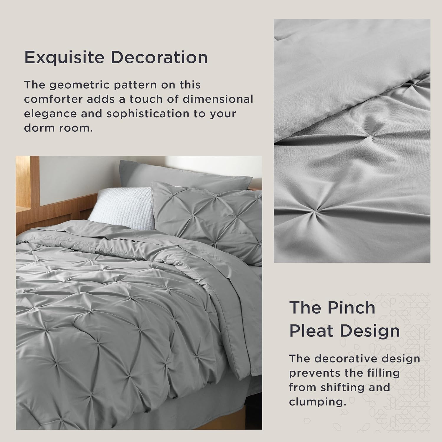 Bedsure Twin XL Comforter Set - 5 Piece Gray Bed in a Bag
