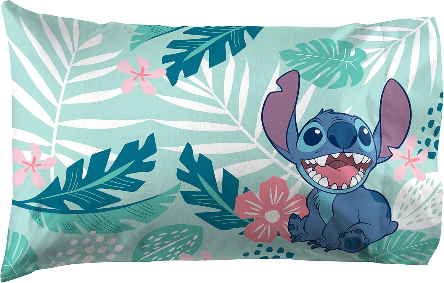Jay Franco Disney Lilo Stitch Misty Palm Pillowcase - Double-Sided Kids Bedding