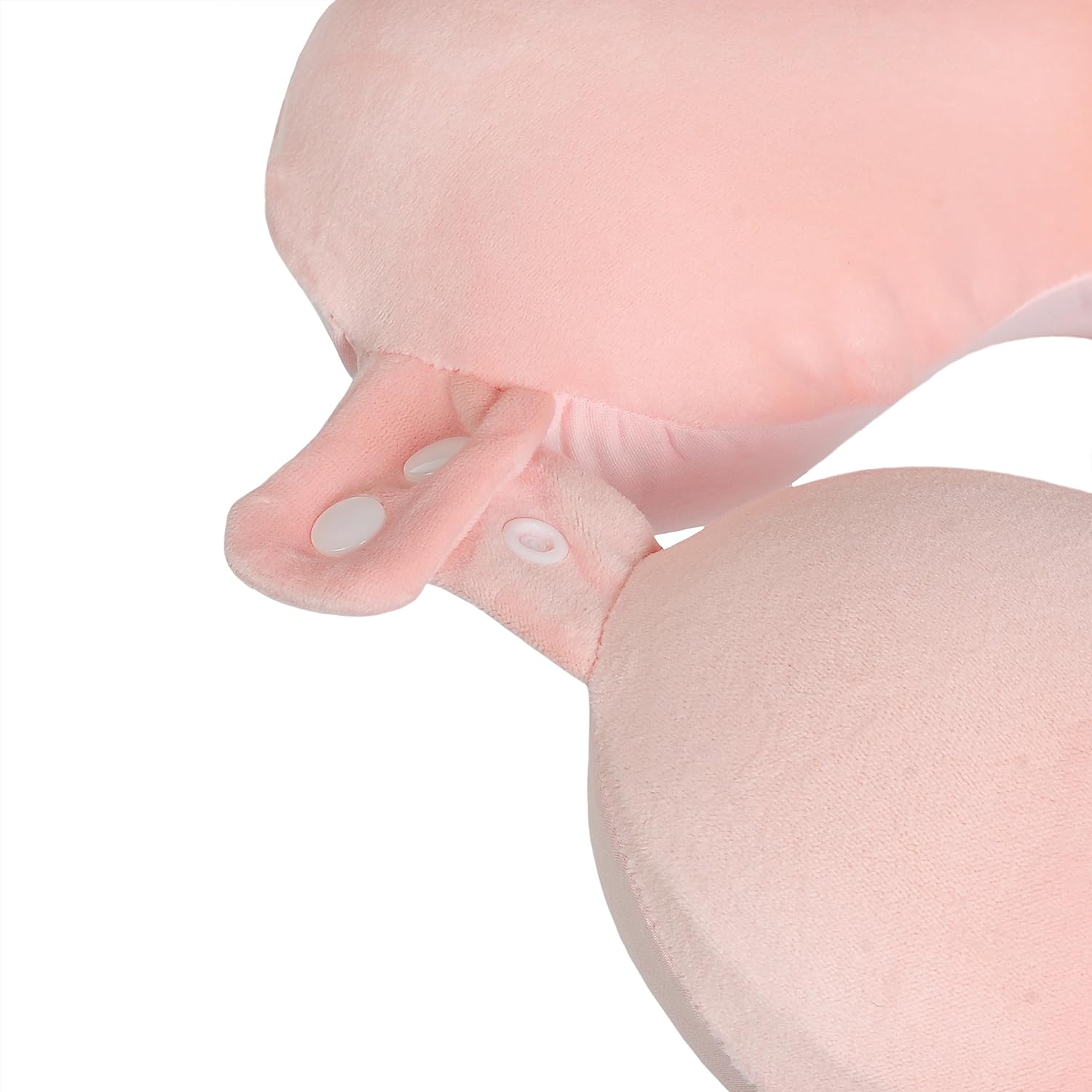 Makimoo Travel Neck Pillow with Memory Foam and Snap Adjustments Pink