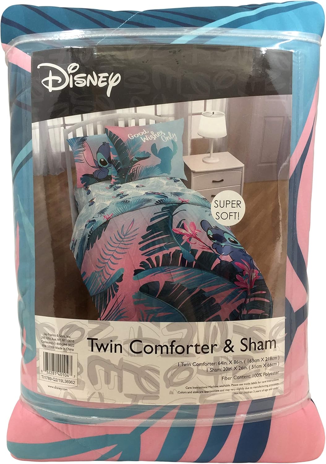 Jay Franco Disney Lilo Stitch Comforter Sham Set - Reversible Twin