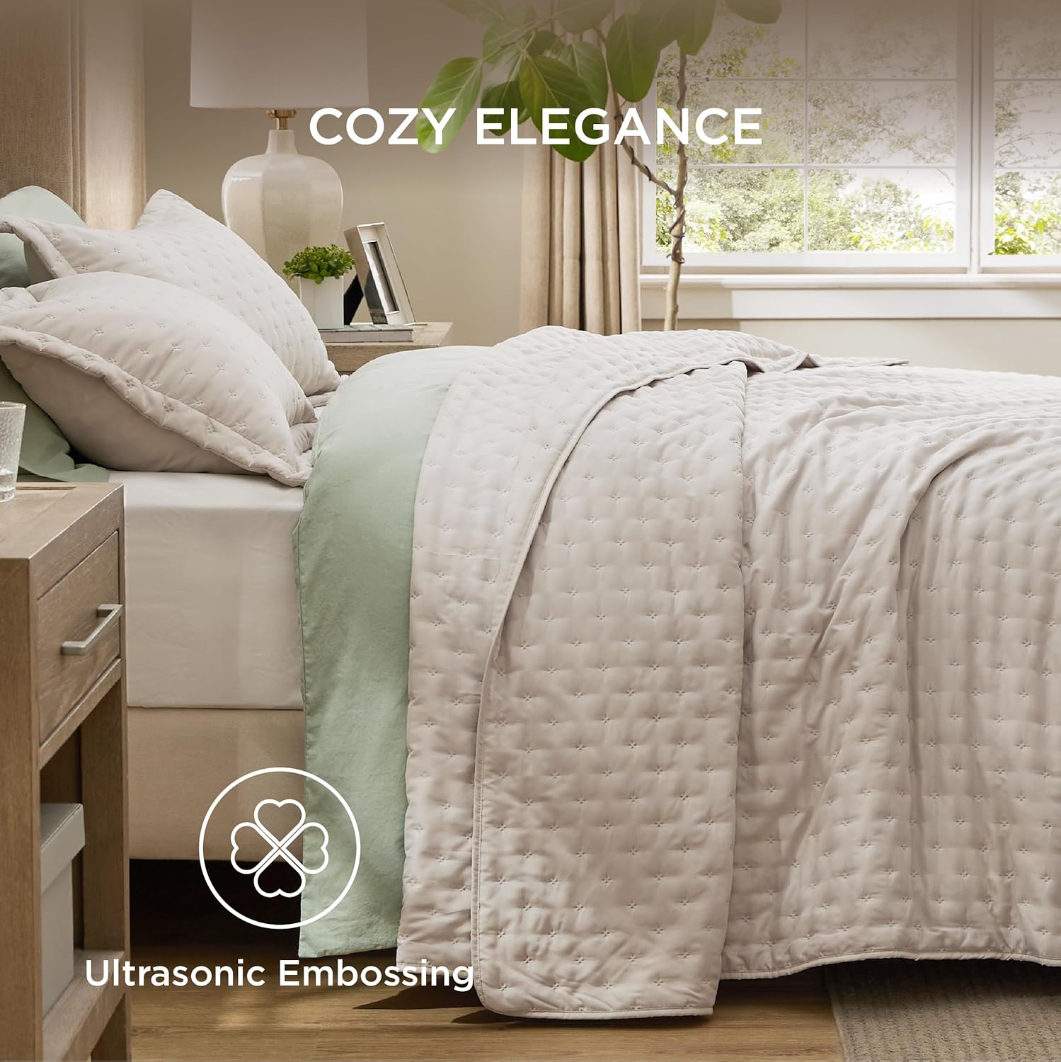 Bedsure King Quilt Set - Ultra Soft Breathable Anti-Static All-Season Bedding Set