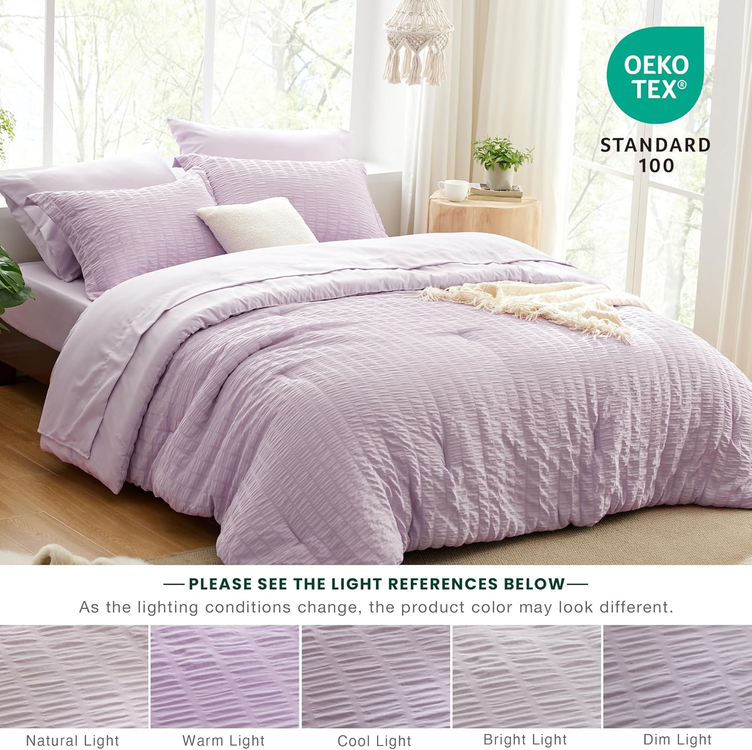 Loves Cabin Seersucker Lavender Comforter Set 5 Pieces