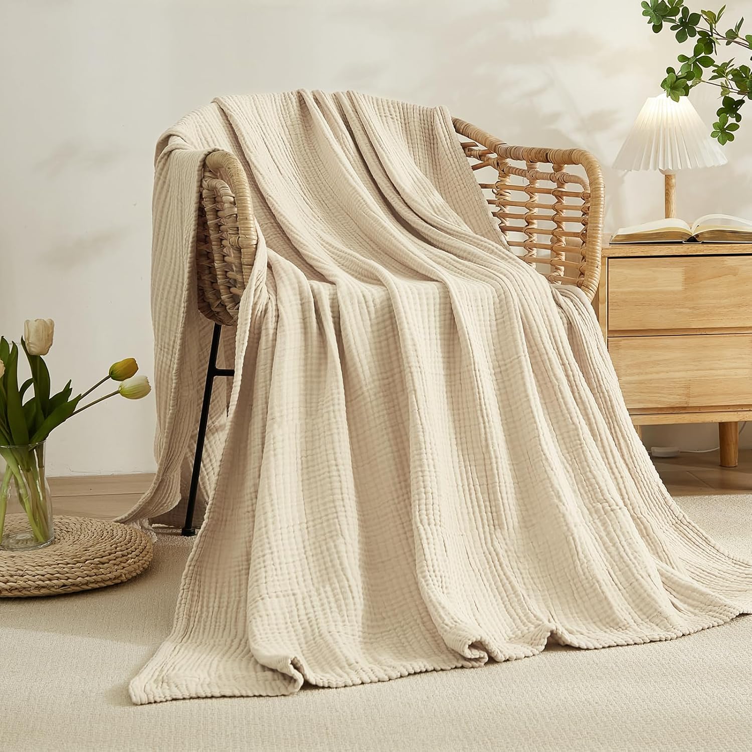 EMME Queen Size Cotton Blanket 90x90 Lightweight Breathable