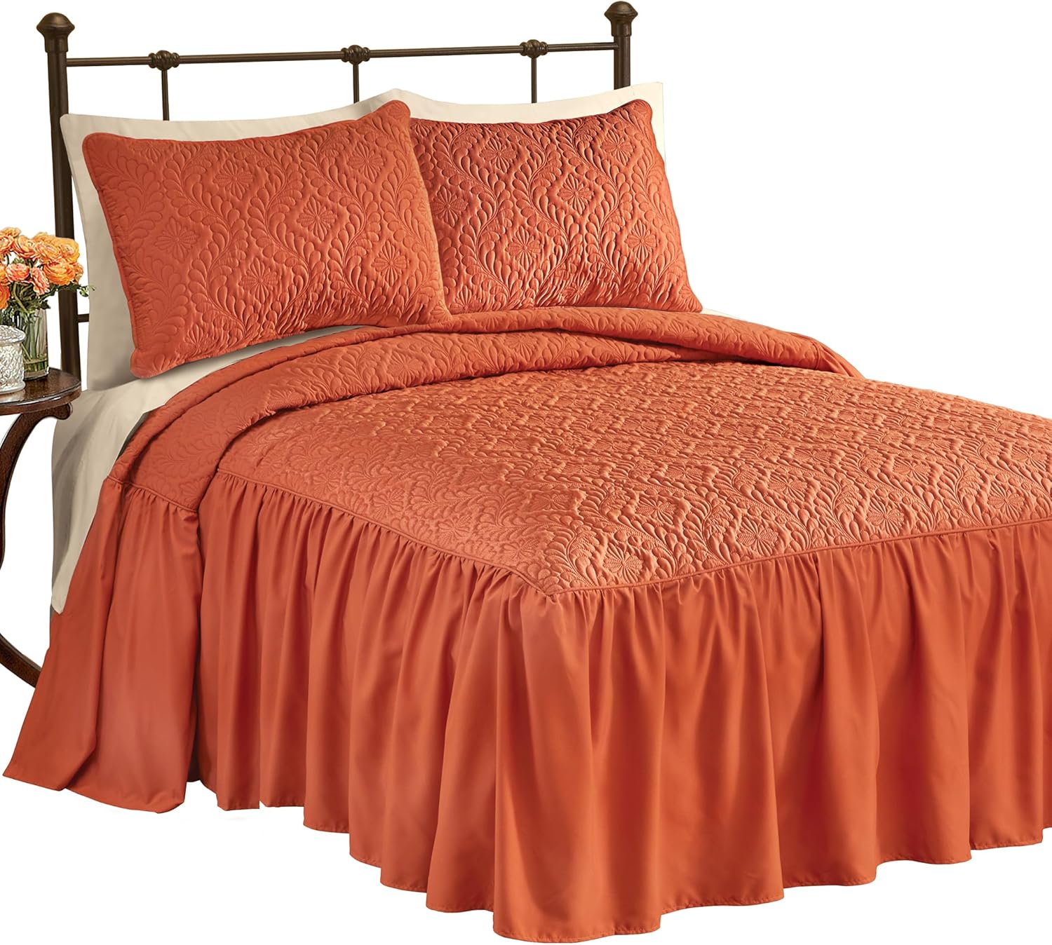 Collections Etc Elegant Clara Textured Ruffle Bedspread