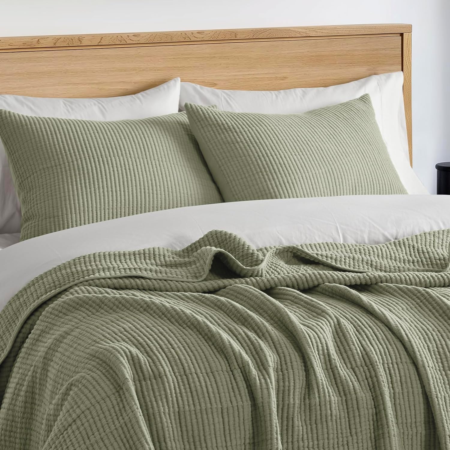 EVERGRACEHOME Cotton Coverlet Set King Size 3 Pieces