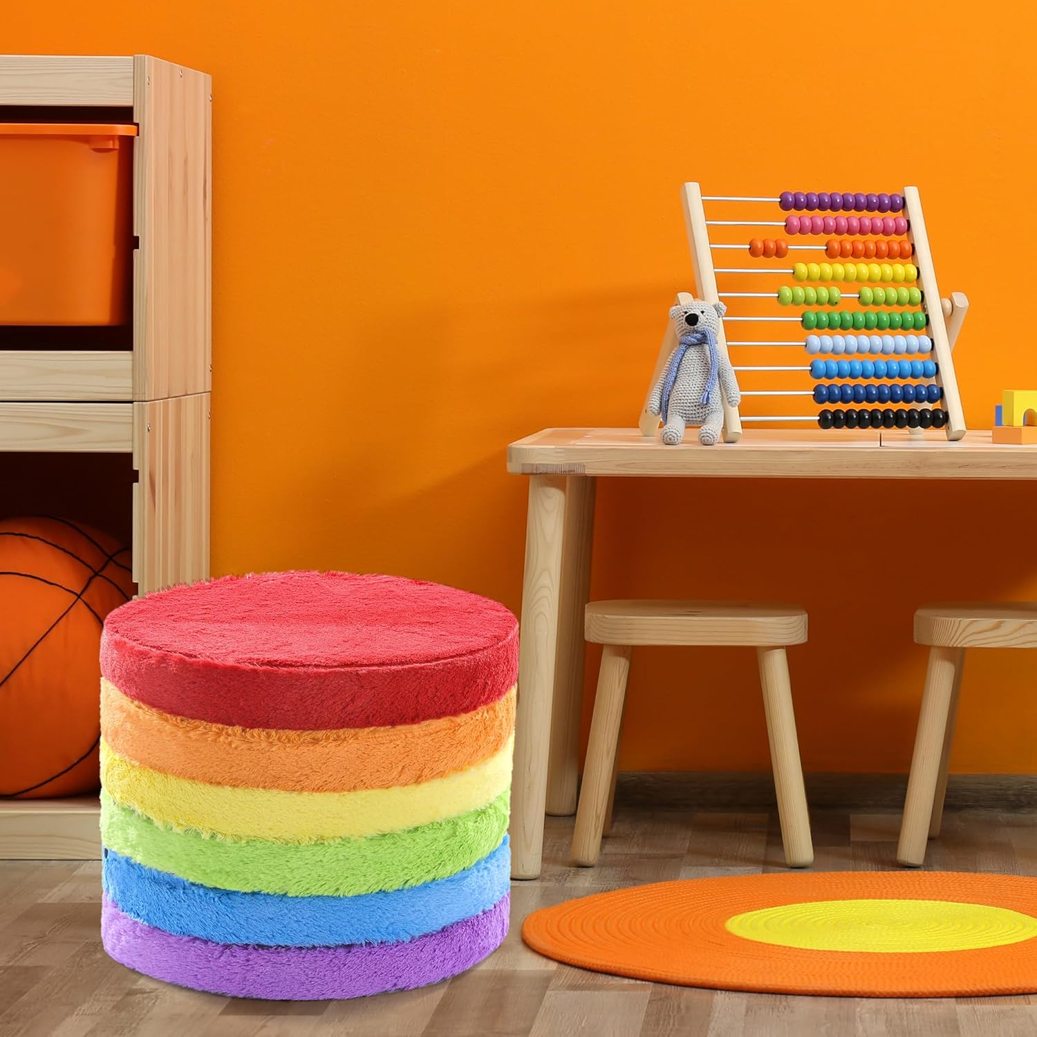 HOMBYS 6-Piece Furry Floor Cushion for Kids and Toddlers