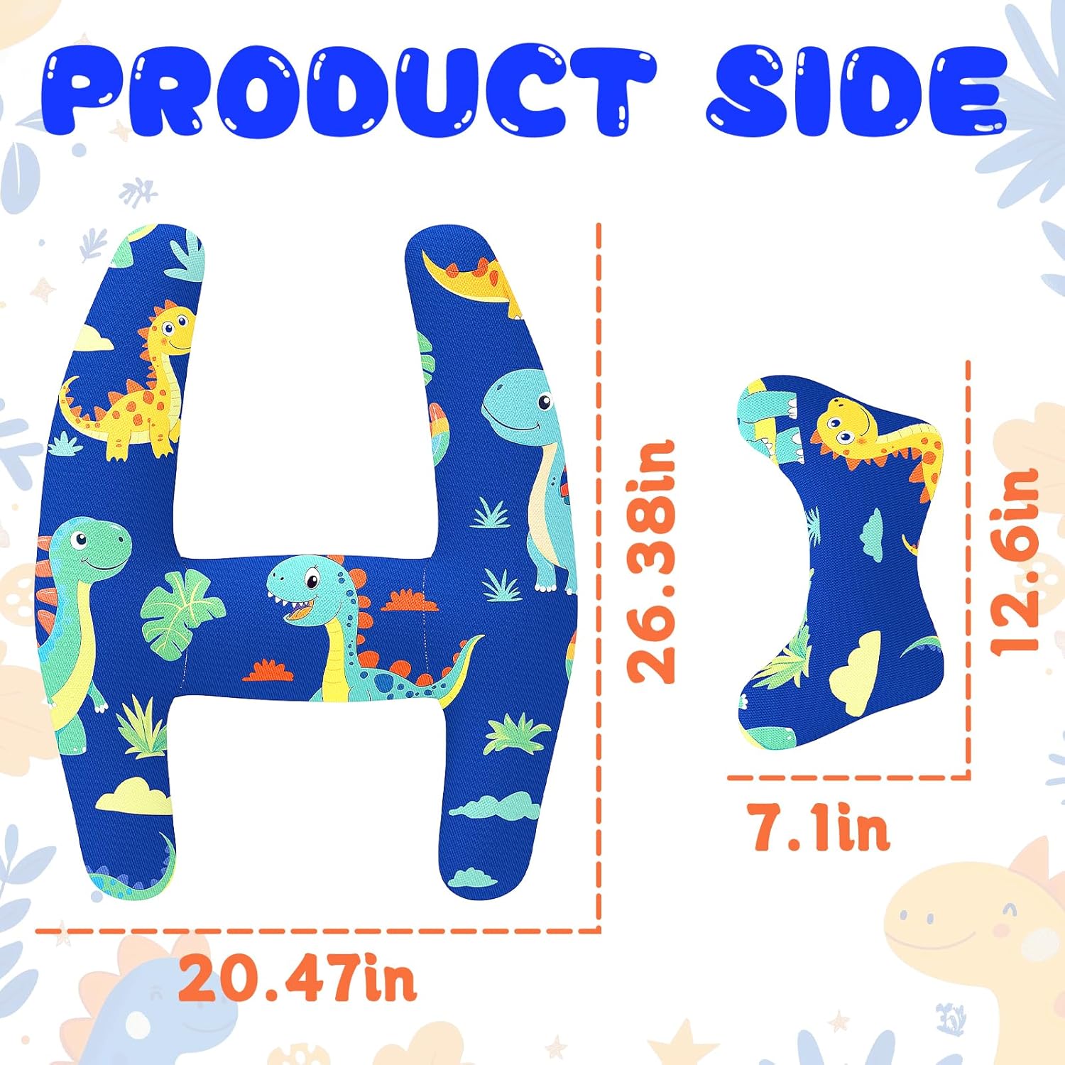 H-Shape Kids Travel Pillow with Blue Dinosaur Design