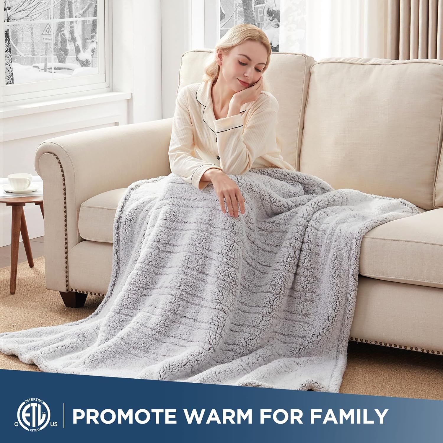 Westinghouse Electric Blanket Throw 50x60 Inches Grey