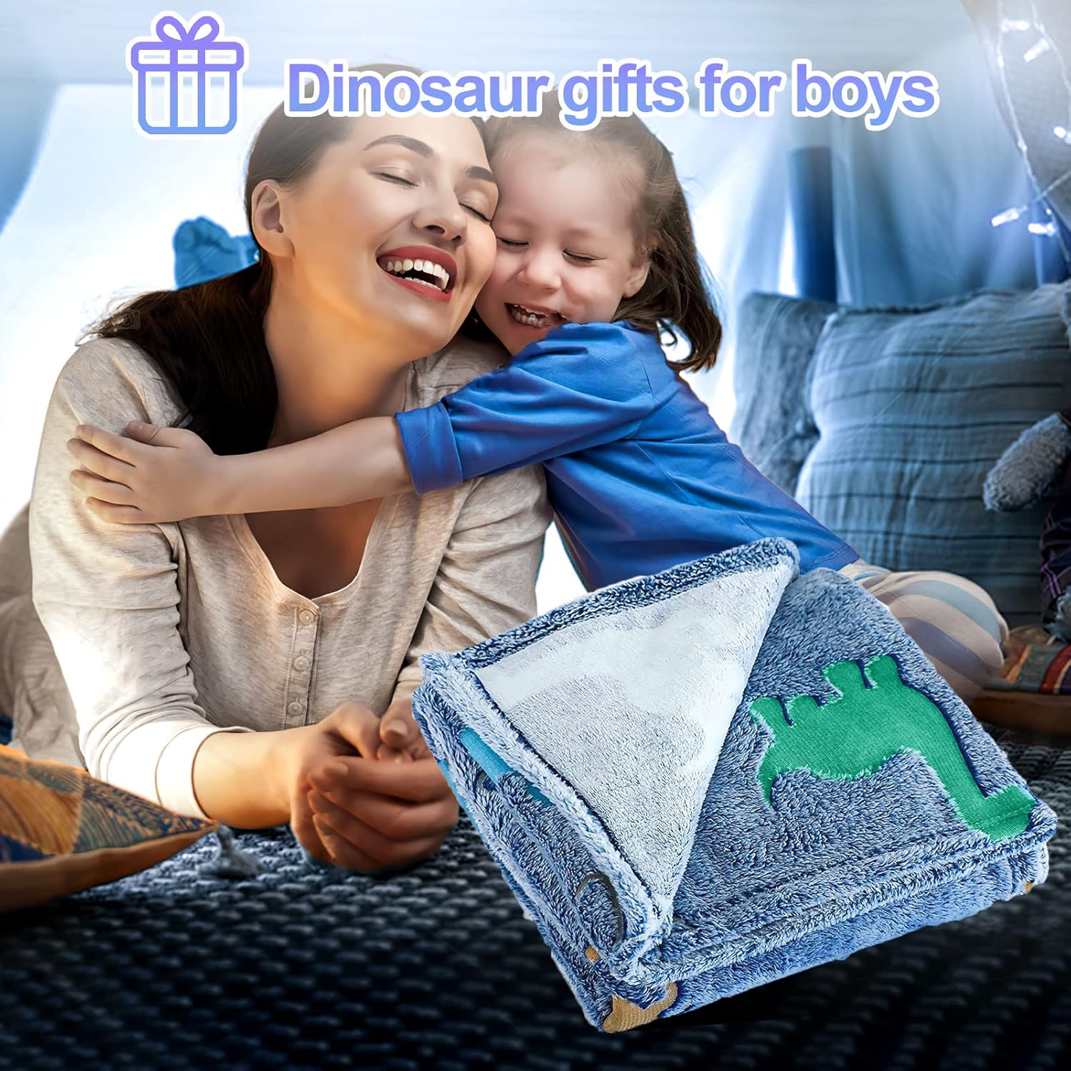 TEHALK Dinosaur Glow in the Dark Throw Blanket for Kids 1