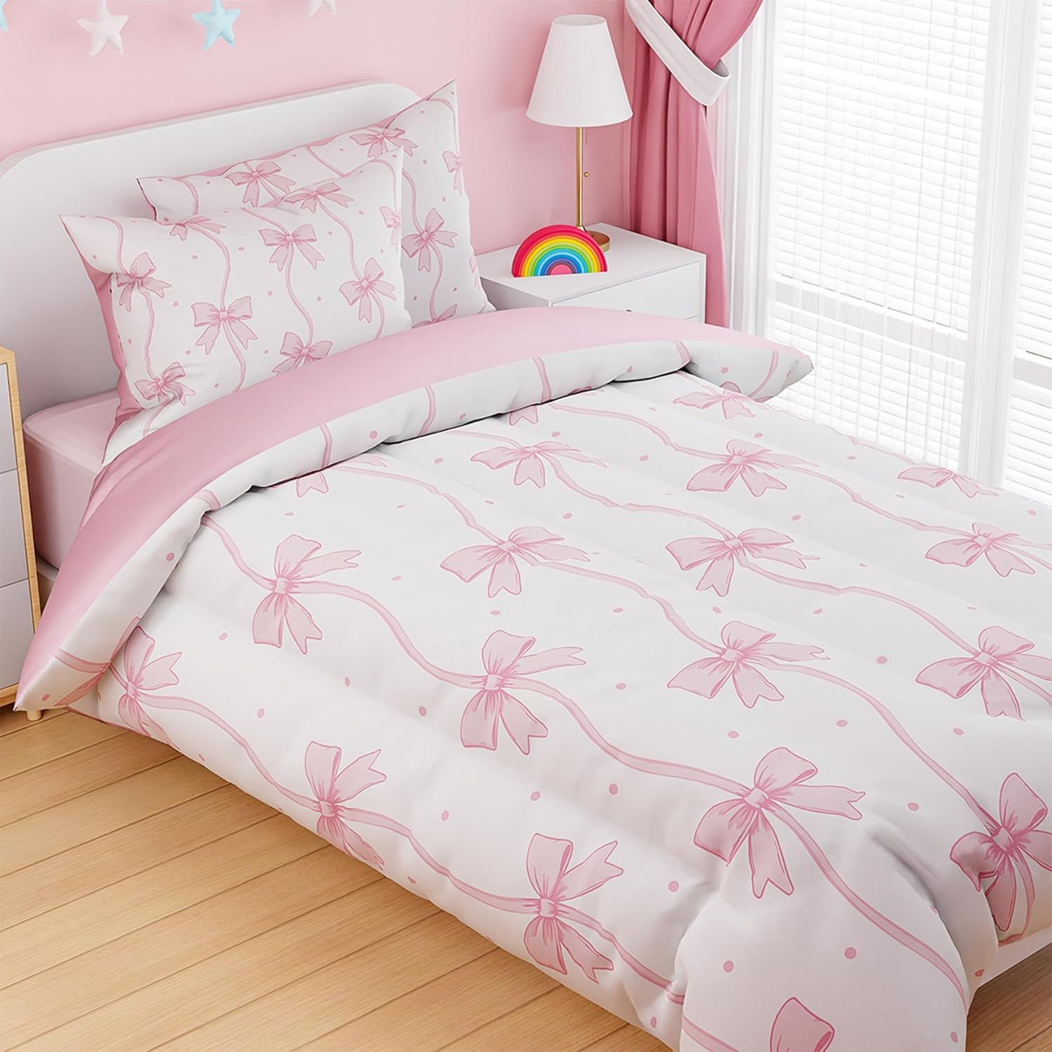 SANDJEST Duvet Cover Set Twin Size Kids Girls Playful Design