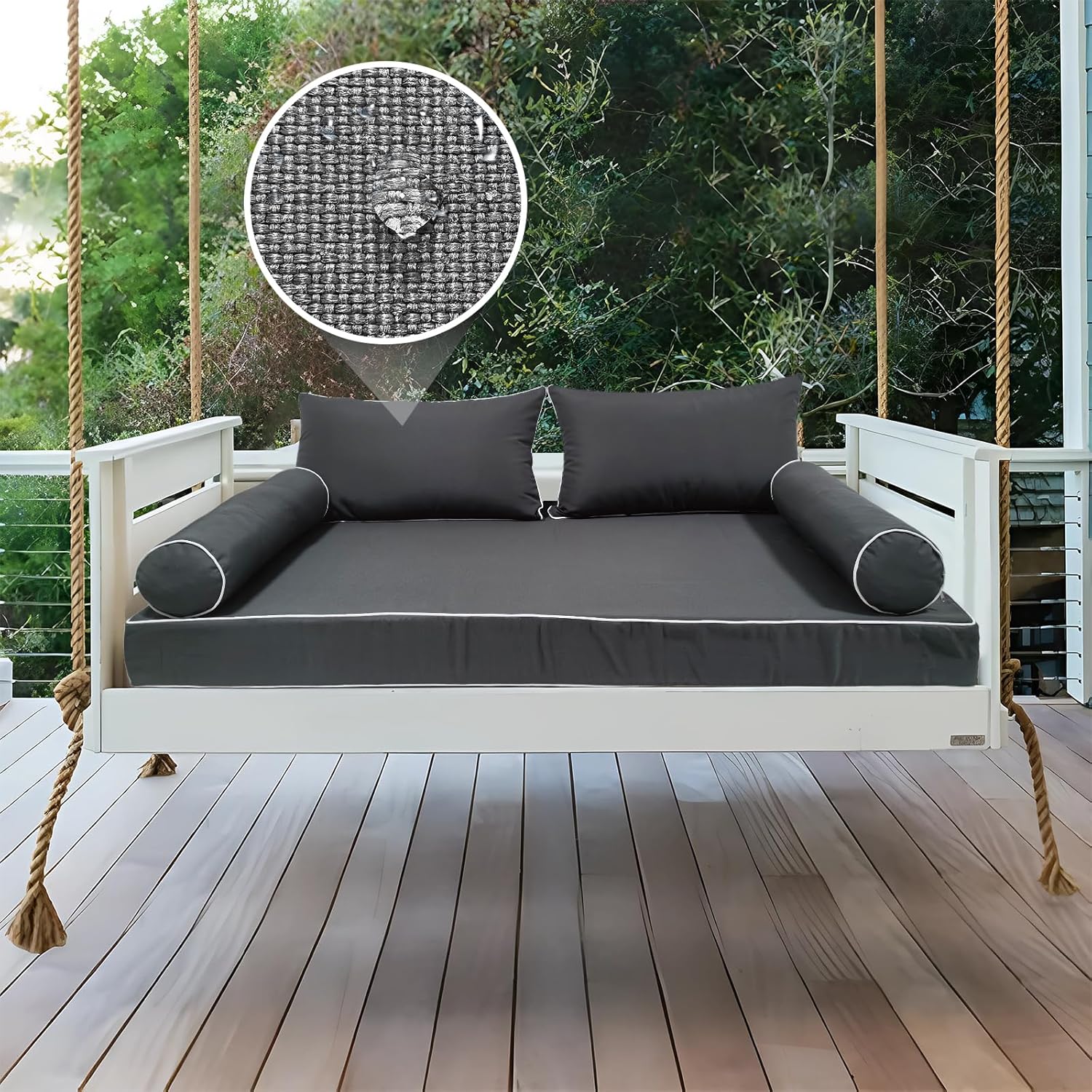 Durable Outdoor Daybed Cushion Cover Twin - Dark Gray