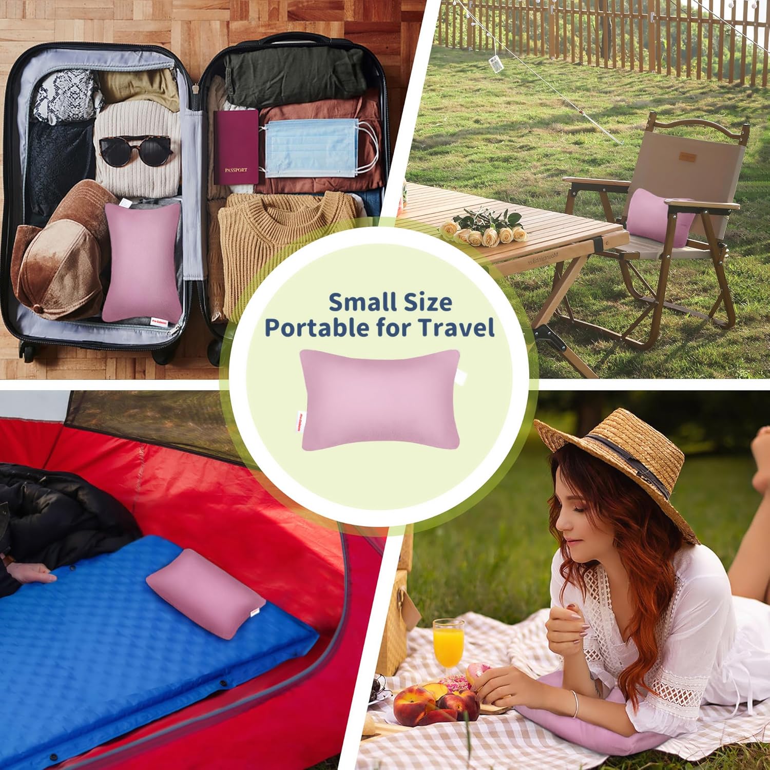 Pro Goleem Pink Travel Pillow for Kids and Camping