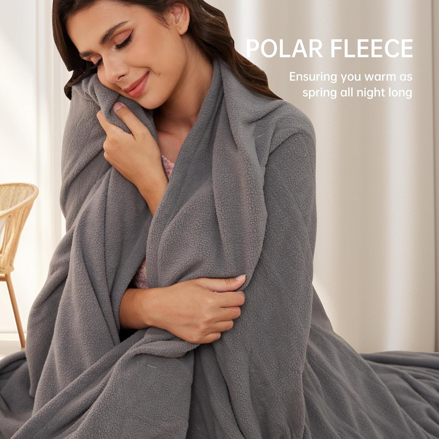 McJaw Electric Heated Blanket 72x84 Ash Grey