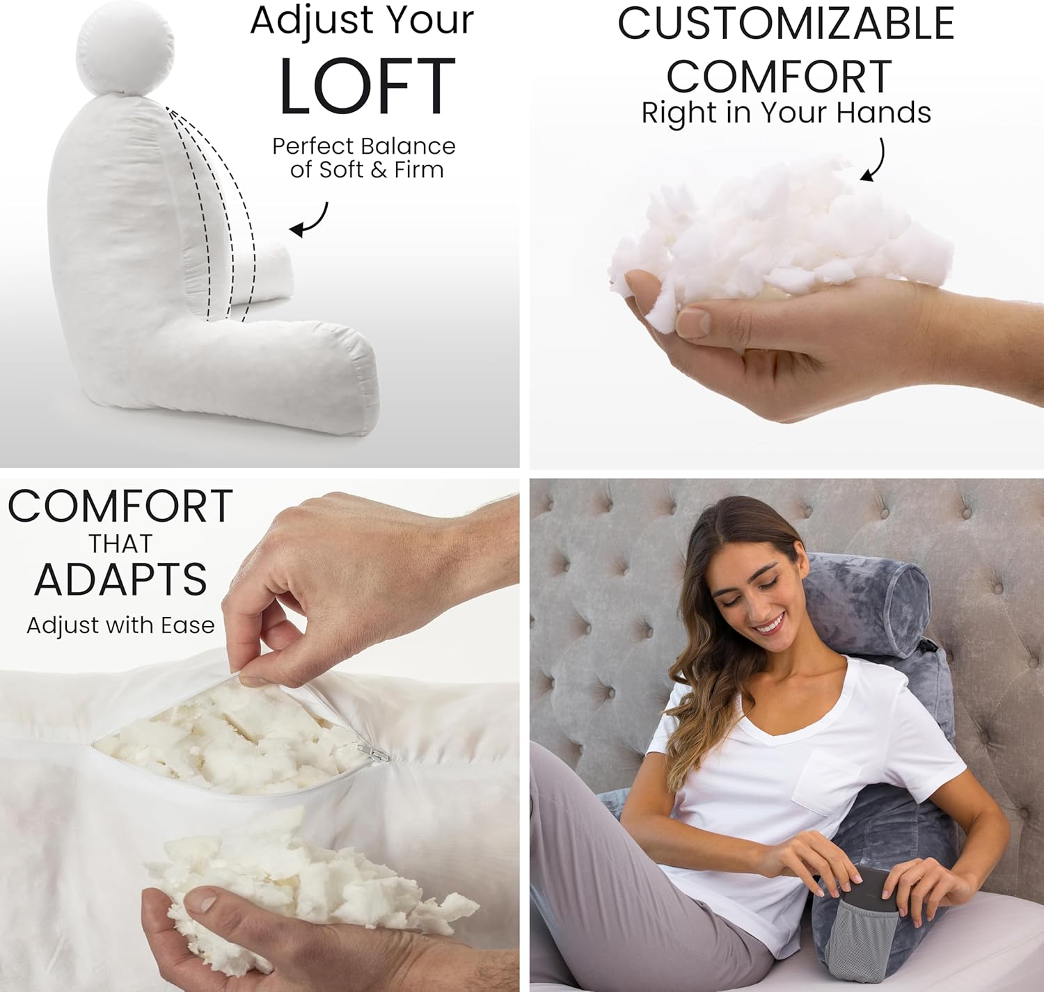 Husband Pillow Medium Dark Grey - Reading and Bed Rest Pillow