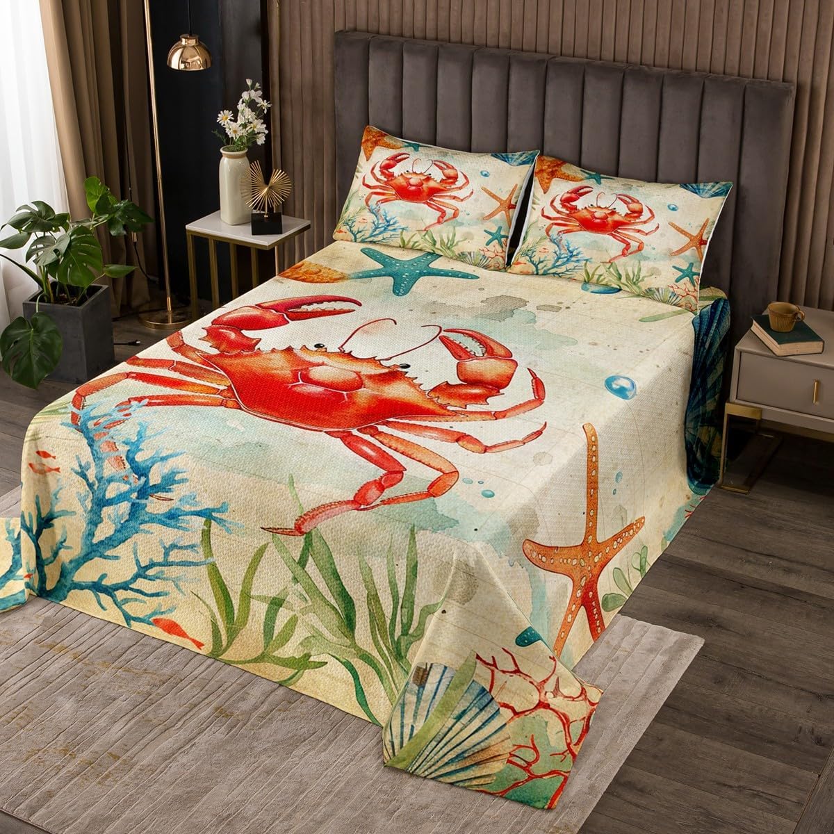 Erosebridal Marine Life King Bedspread Set