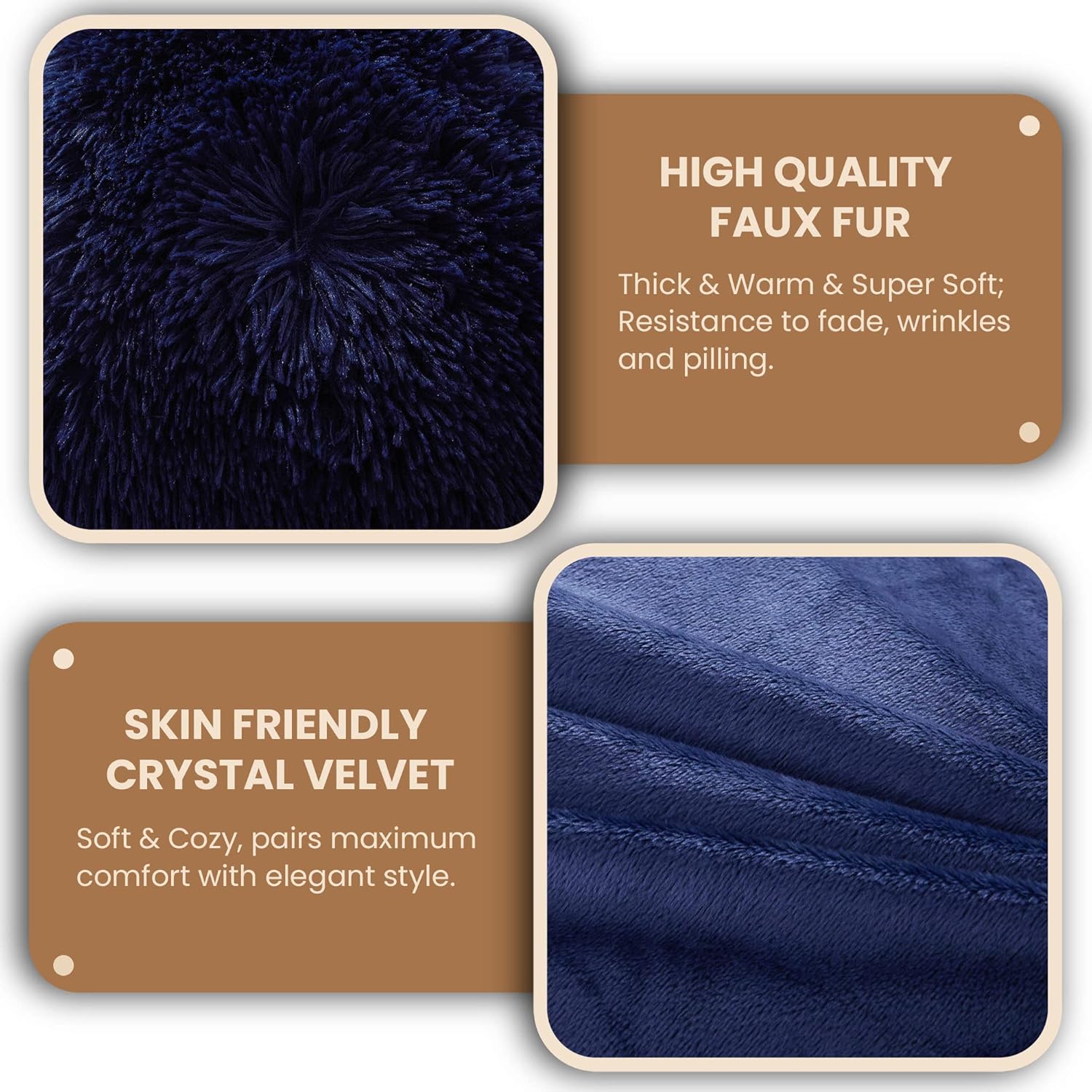 MEGO Shaggy Faux Fur Body Pillow Cover - Dark Blue