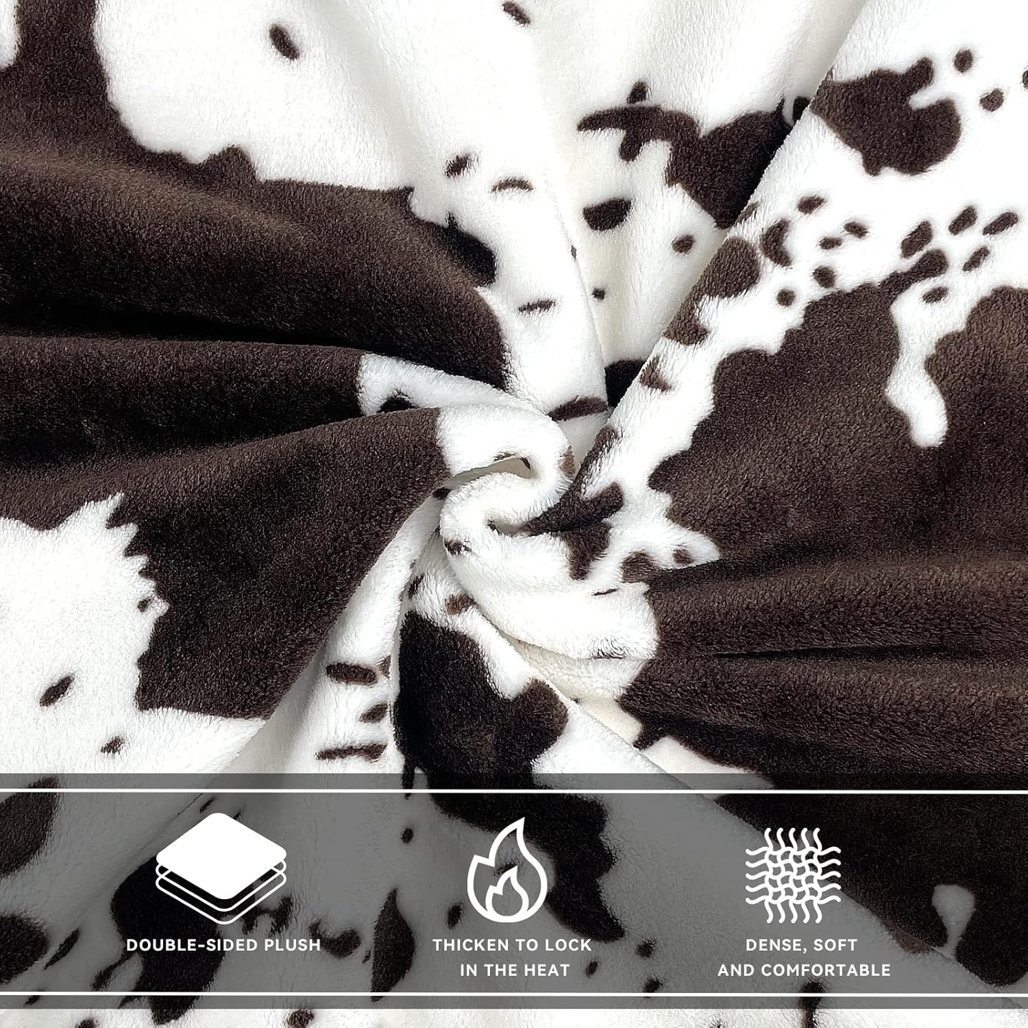 SEEGU Cow Print Fleece Throw Blanket Soft Warm