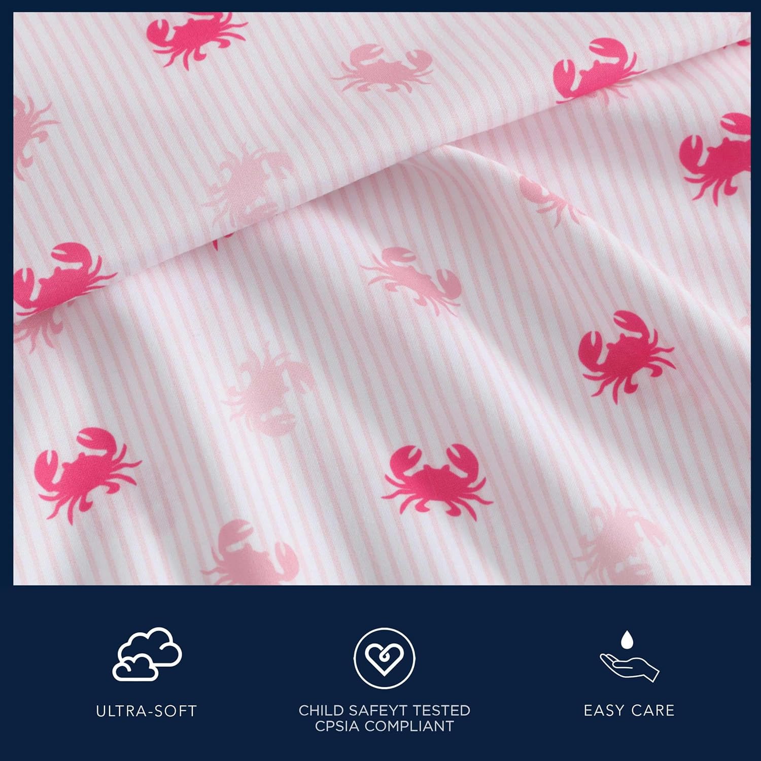 Nautica Kids Twin XL Sheet Set - Axton Crab Pink