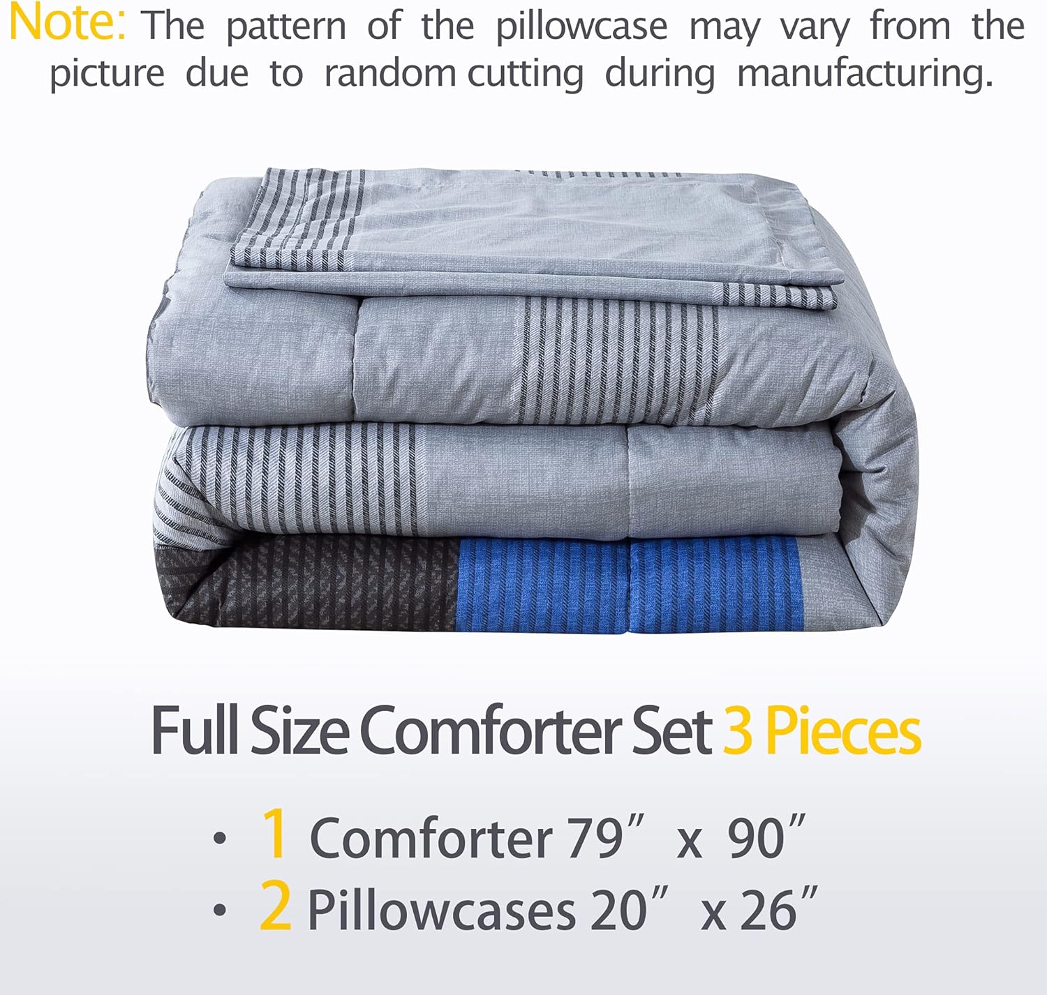 Andency 3-Piece Blue Stripe Comforter Set