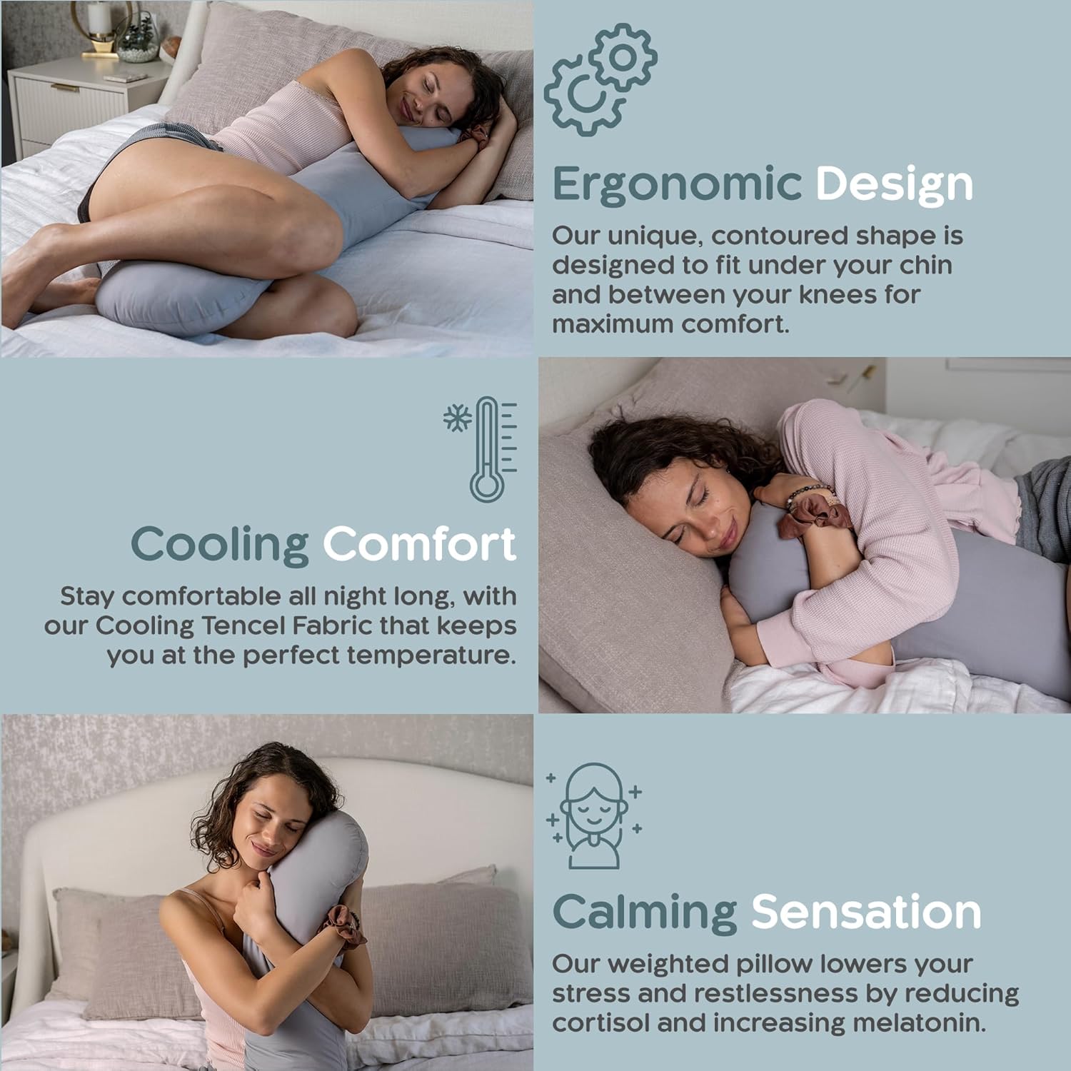 SleepCloud Weighted Body Pillow 65lbs for Deeper Sleep
