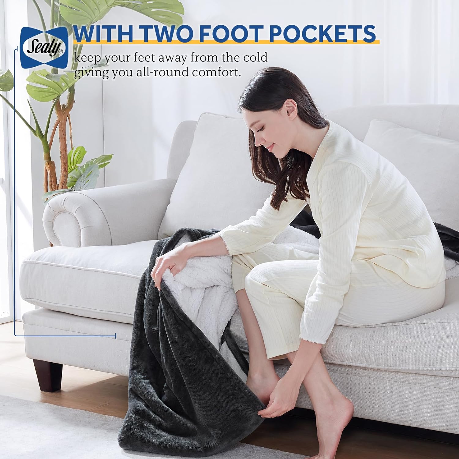 Sealy Electric Blanket with Foot Pocket for Adults