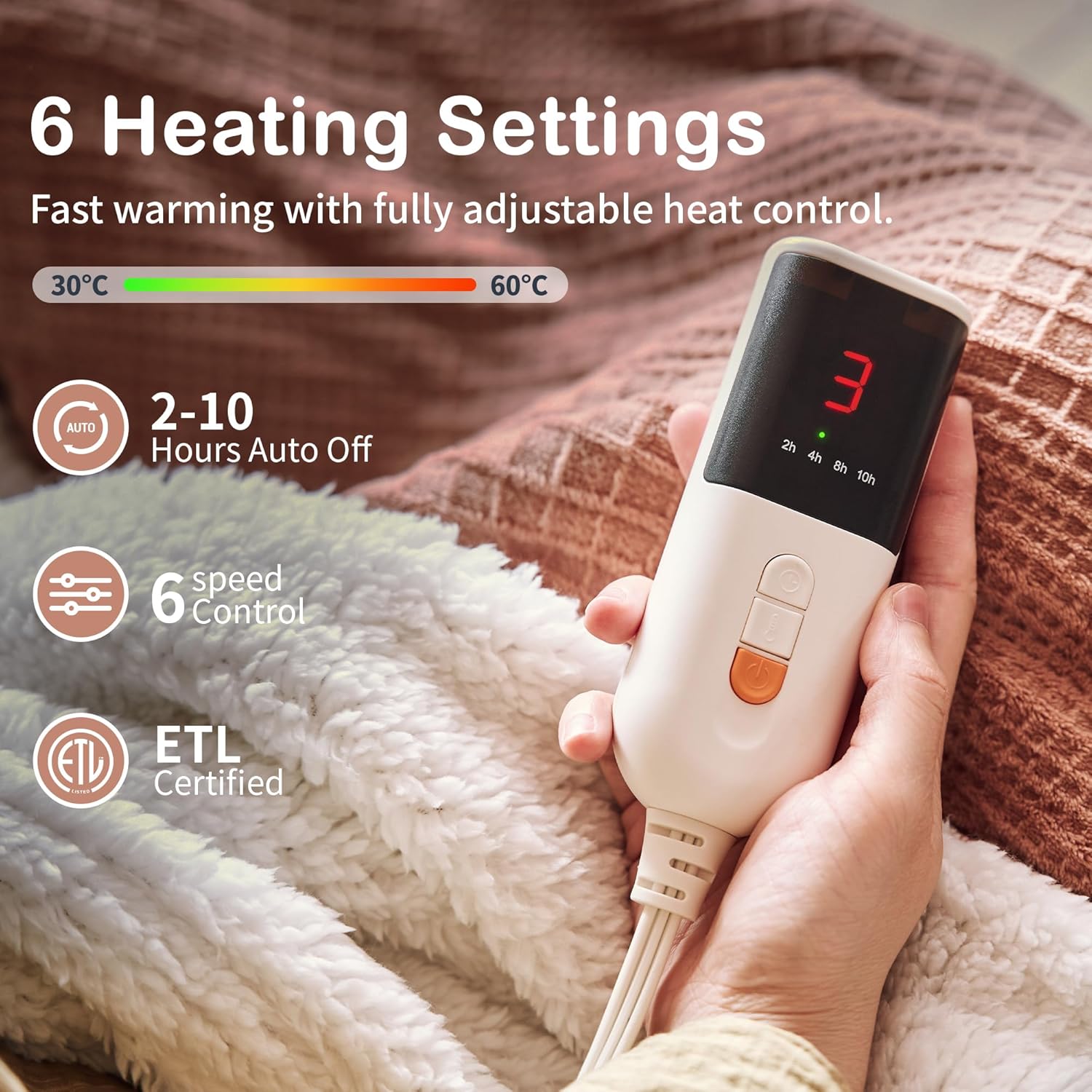 Texciting Fog Rose Heated Blanket 50x60