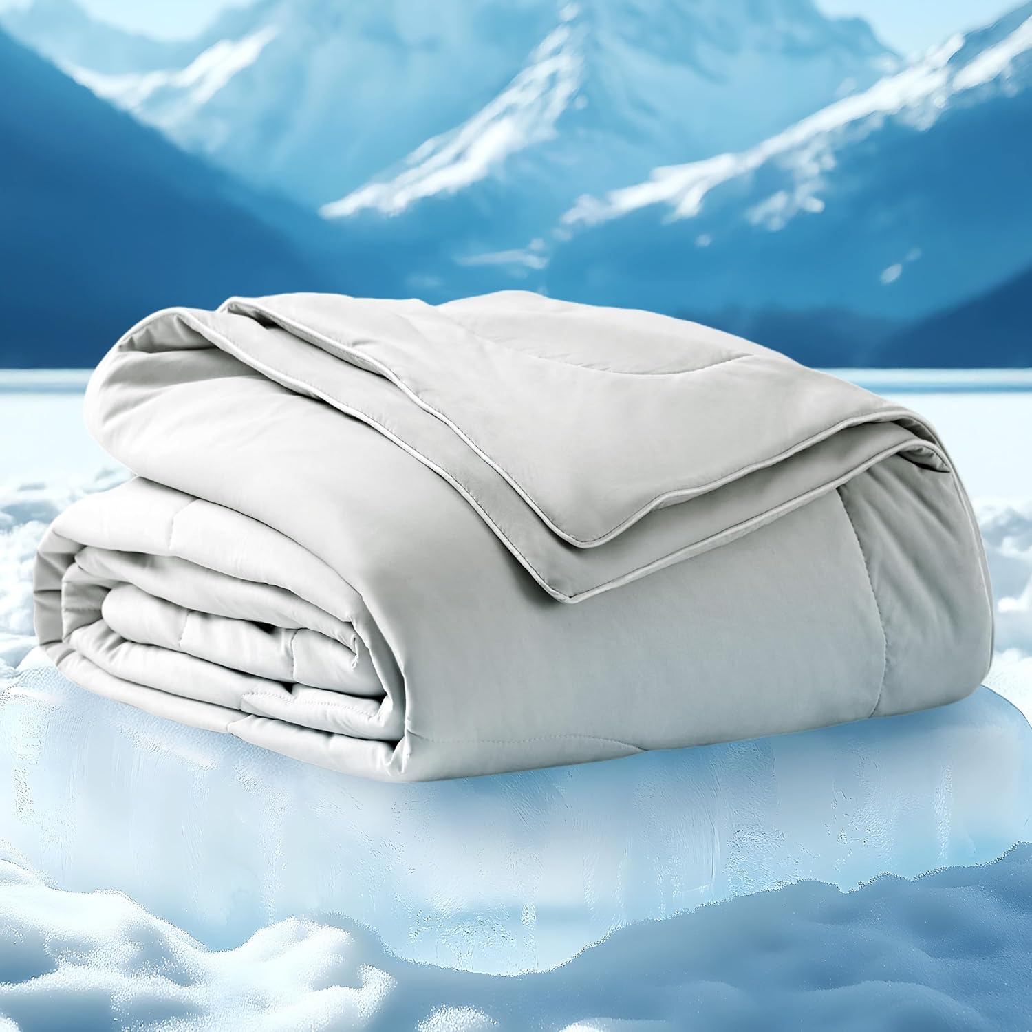 Bedsure Cooling Blanket - Queen Size 90x90 Inches Grey