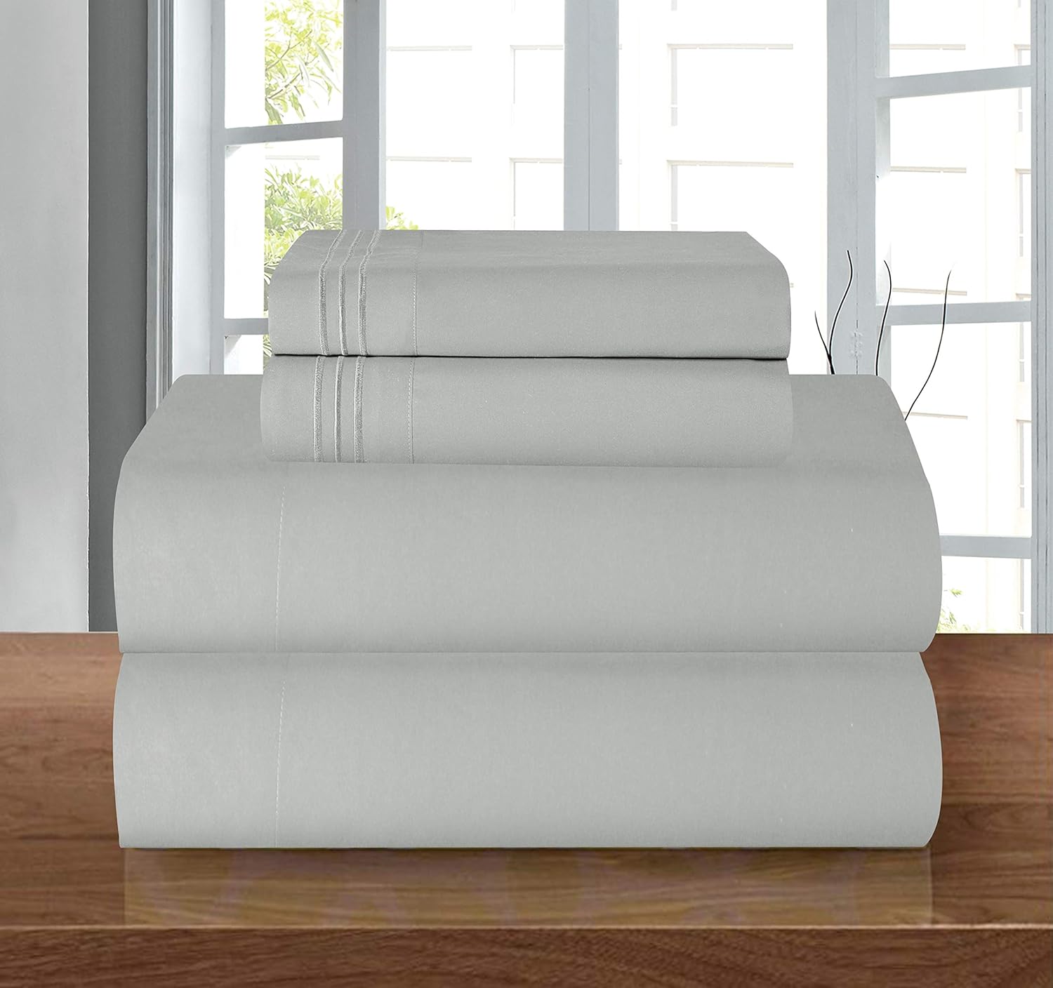 Elegant Comfort Luxury 4-Piece Microfiber Sheet Set - TwinTwin XL Silver Grey