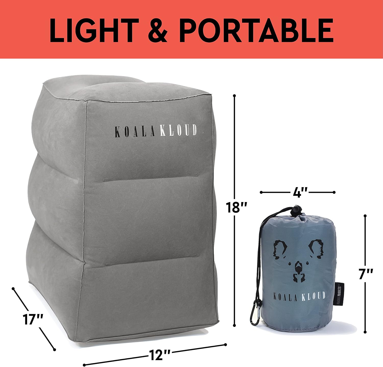 3 Height Travel Foot Rest - 2-Pack Gray Inflatable Foot Pillow