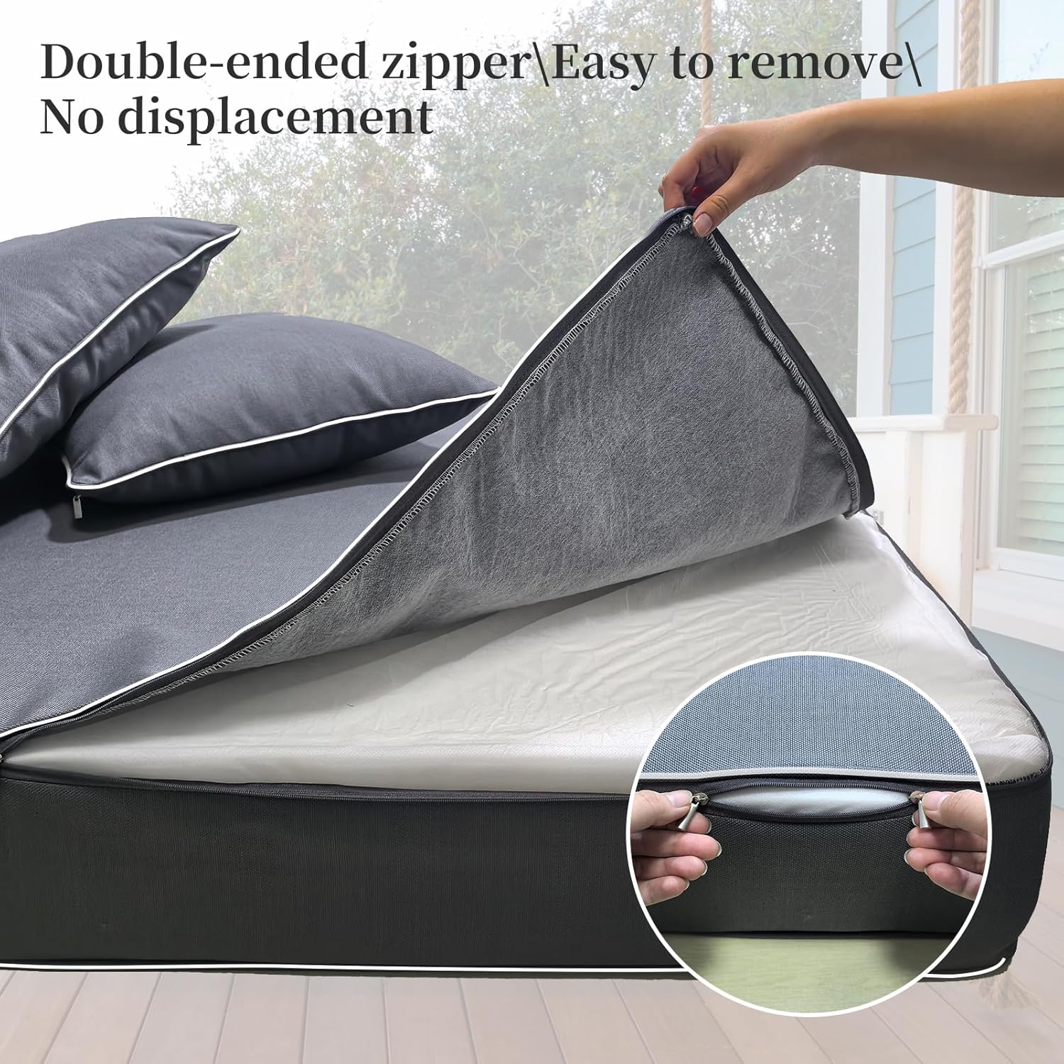 Durable Outdoor Daybed Cushion Cover Twin - Dark Gray