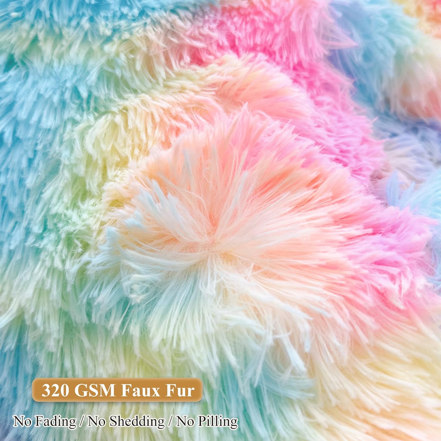 XeGe Fluffy Back Support Pillow Cover with Tie Dye Faux Fur