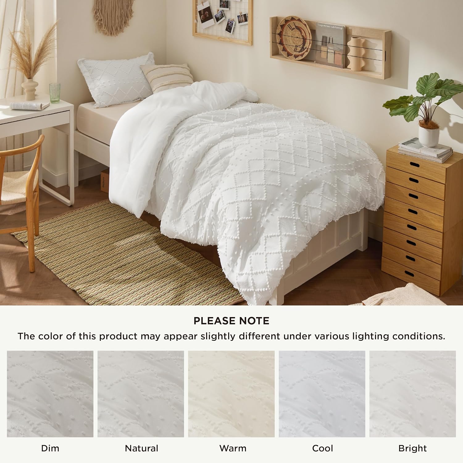 Bedsure Twin XL Comforter Set - Fluffy White with Pillow Sham