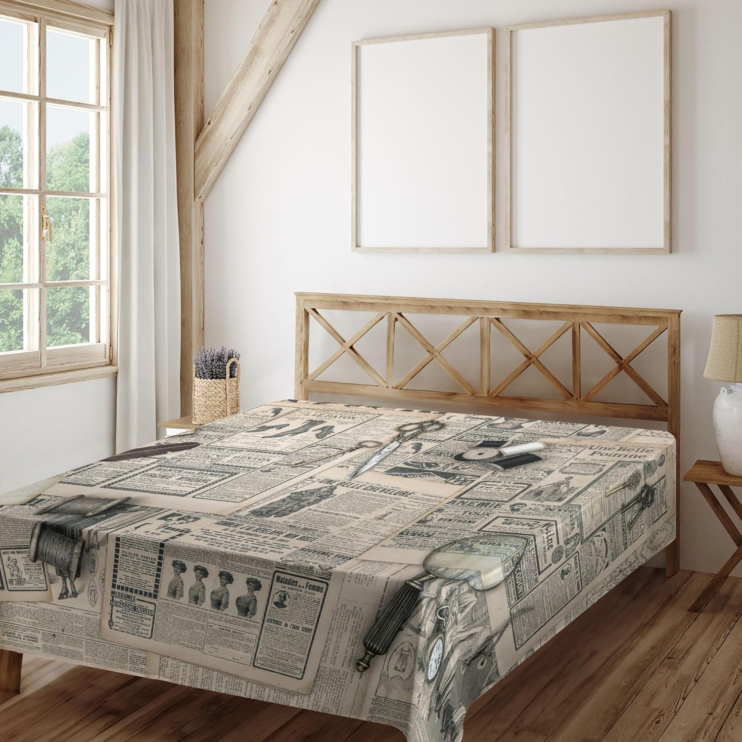 Ambesonne Clock Flat Sheet - California King Beige Black