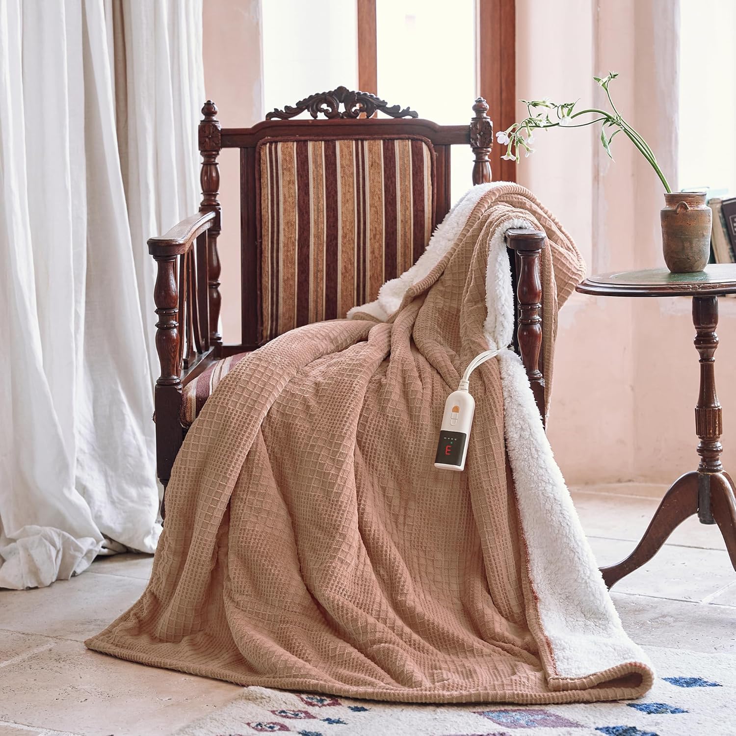 Texciting Fog Rose Heated Blanket 50x60