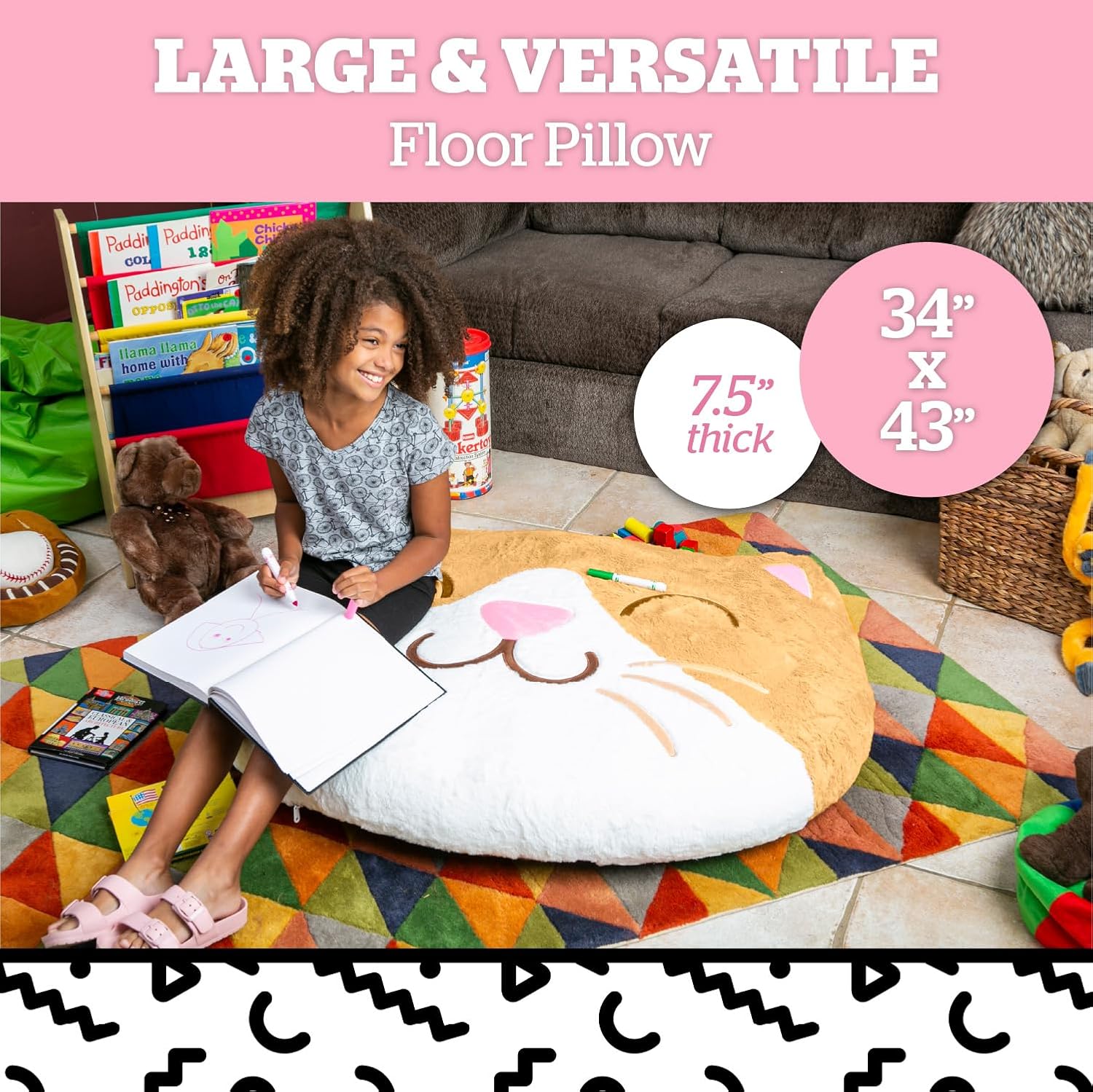 BigMouth Kitten Inflatable Floor Pillow - Soft Plush for Kids