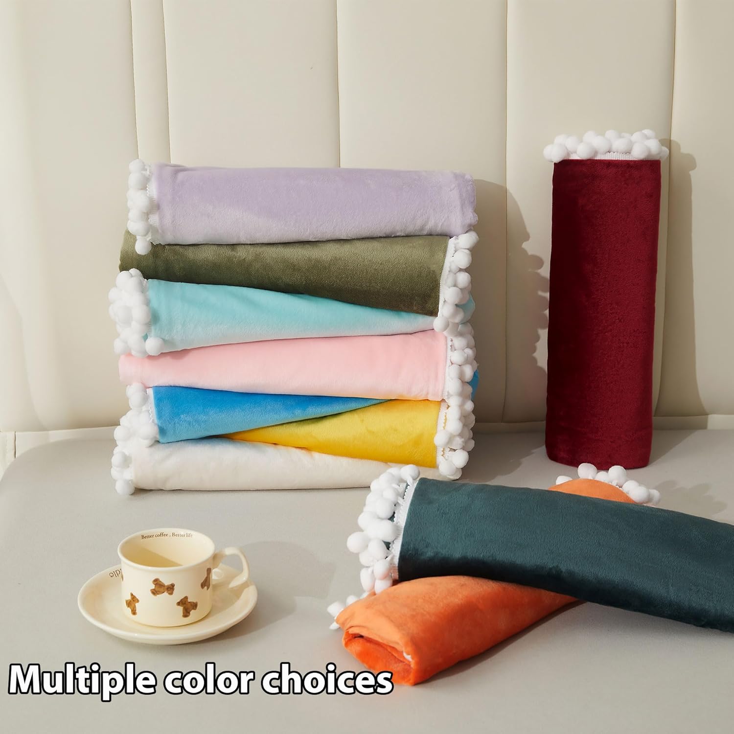 LIFEREVO Velvet Body Pillowcase with Pom-Poms 20x54 Old Pink