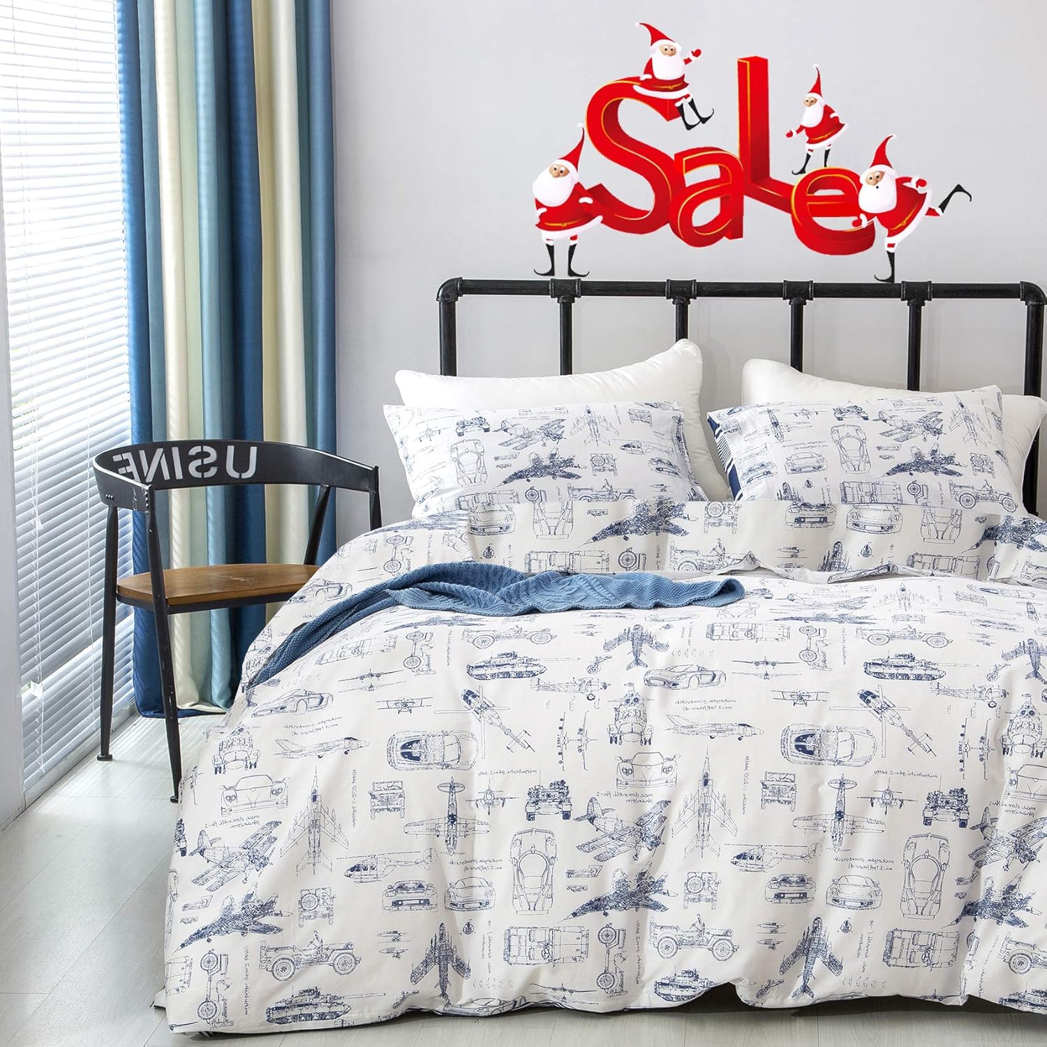 Wellboo Duvet Cover Set Boys Kids Train Military Cartoon
