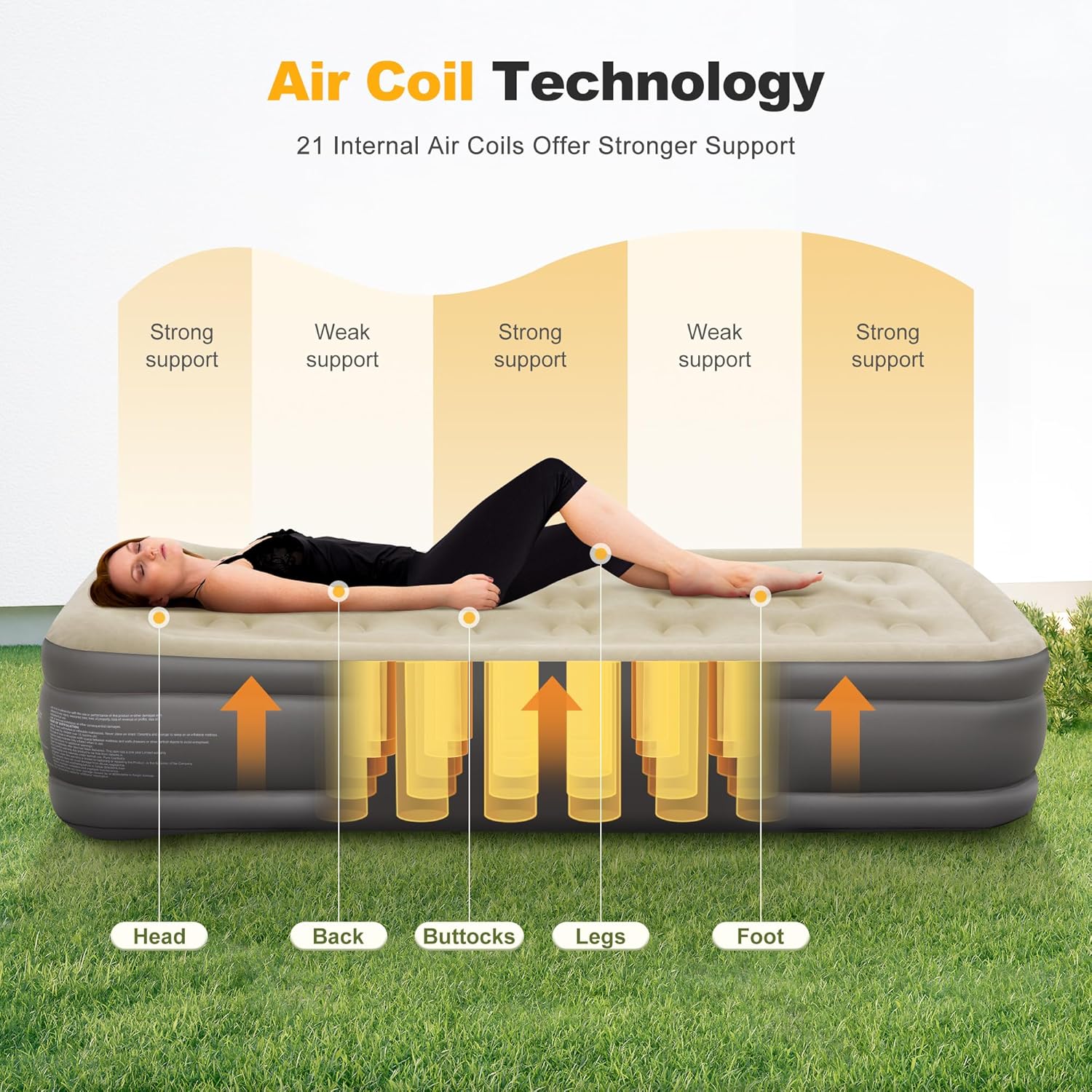 ALPHA CAMP 19 Twin Air Mattress with Pump and Pillow