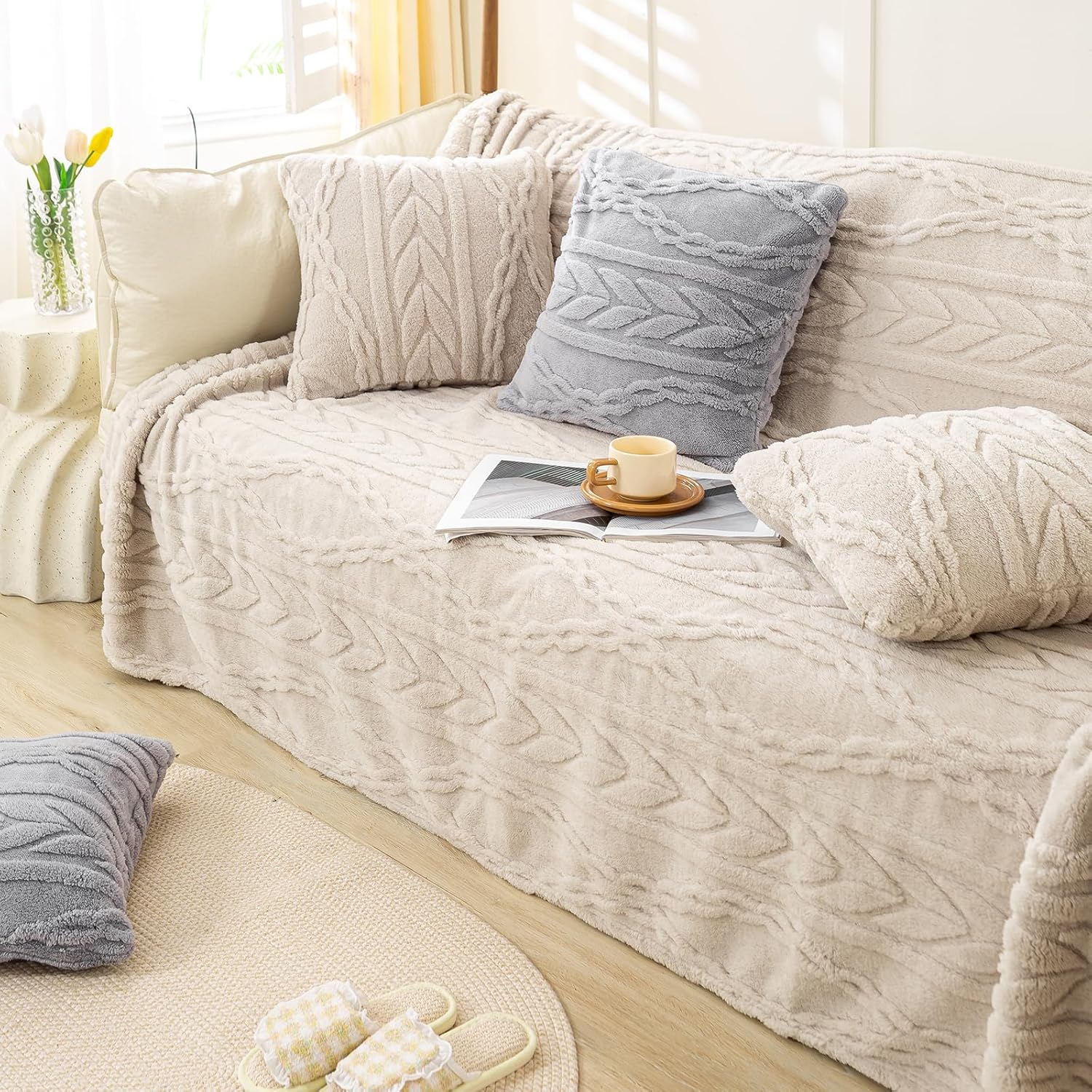 YUSOKI Sherpa Throw Blanket - 3D Stylish Design 50x65 Inches