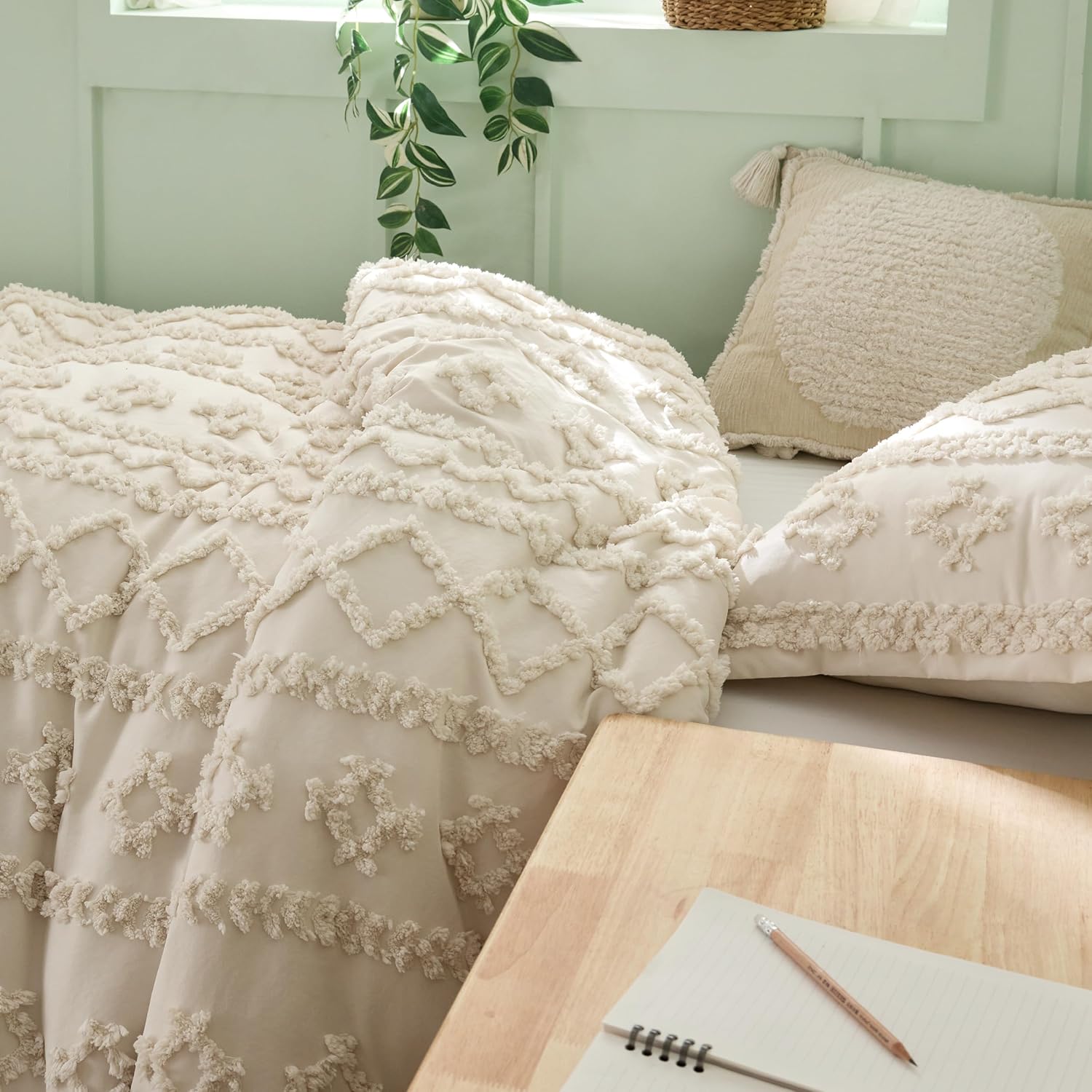 Bedsure Tufted Boho Comforter Set Twin Size