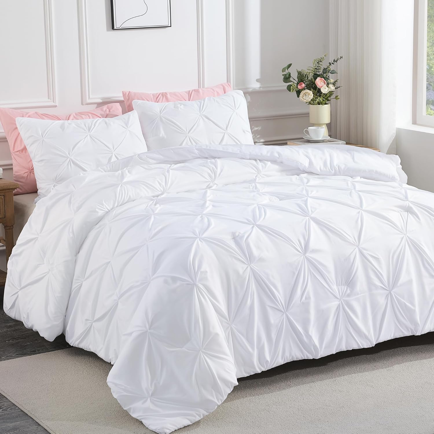 Andency White Queen Comforter Set 3 Piece