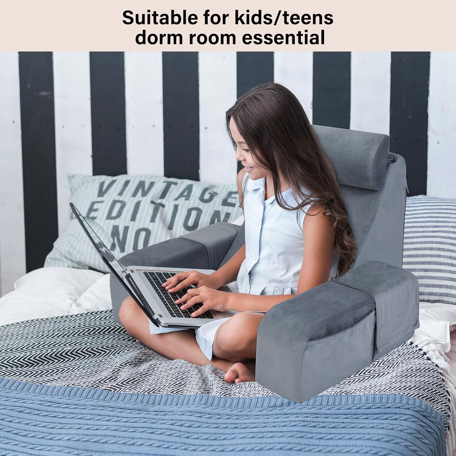 ENITYA Reading Pillow for Kids Teens Adults Grey