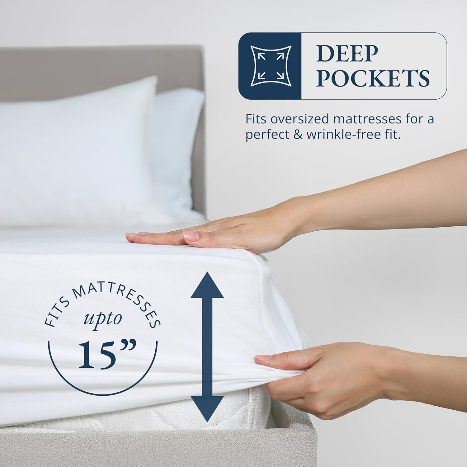 LANE LINEN 100 Organic Cotton Queen Fitted Sheet with Deep Pocket