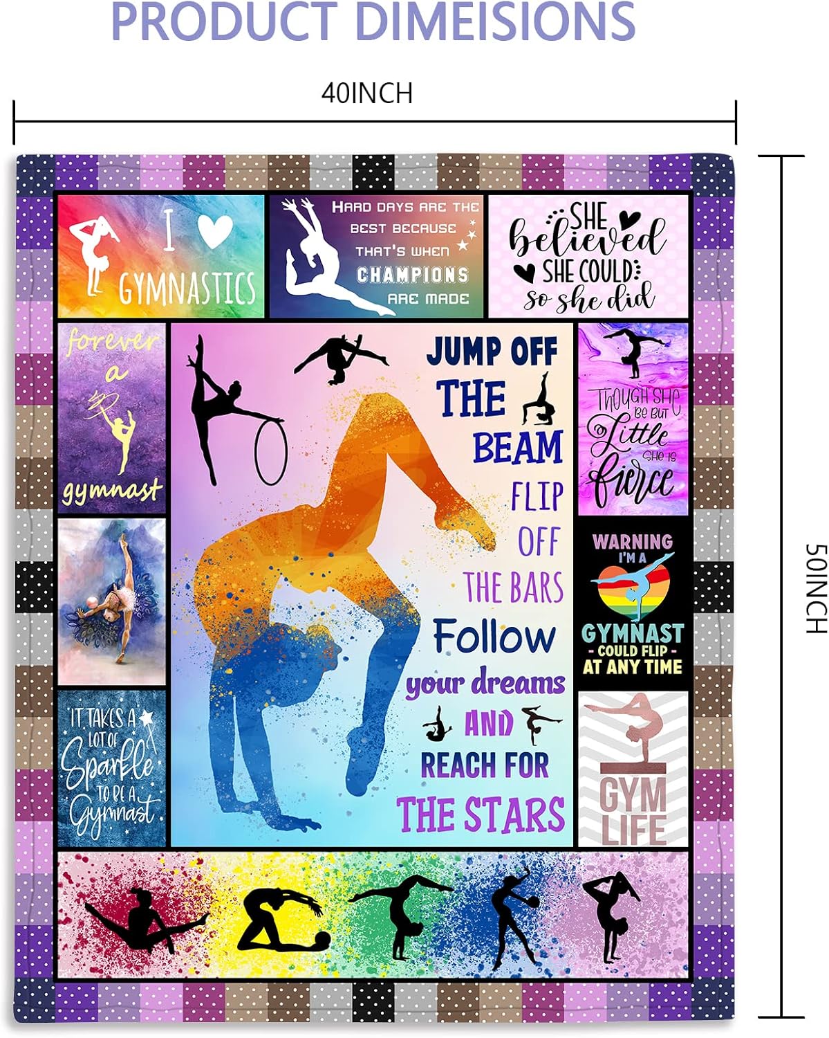 Gymnastics Theme Blanket 50x40 for Girls