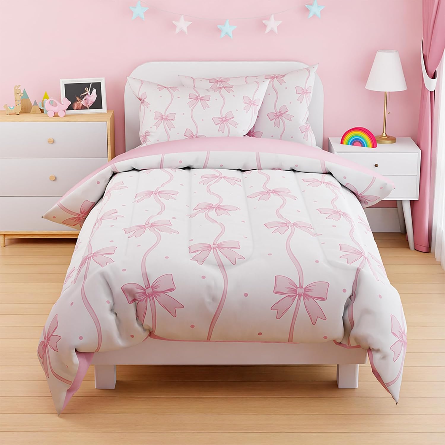 SANDJEST Duvet Cover Set Twin Size Kids Girls Playful Design