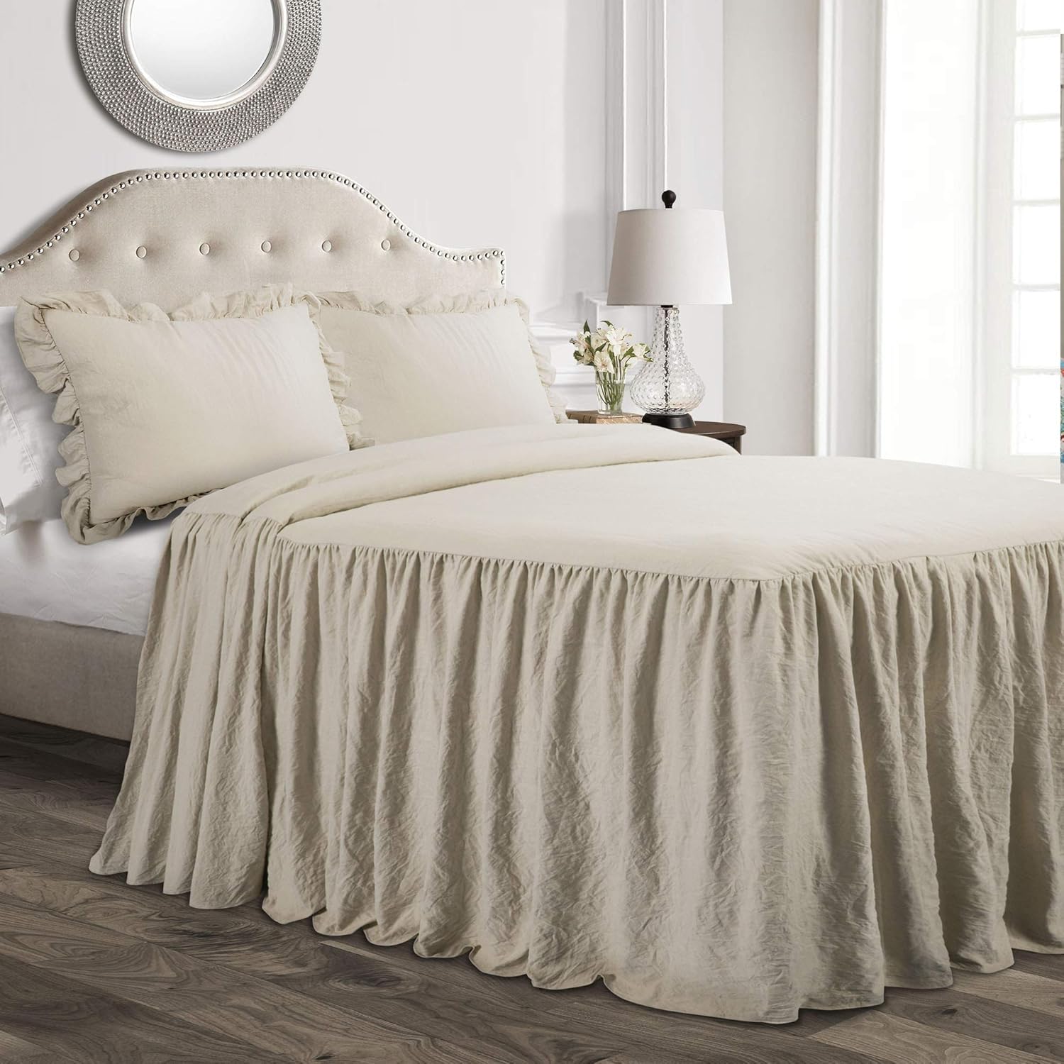 Lush Decor Ruffle Skirt Bedspread Set - King Neutral