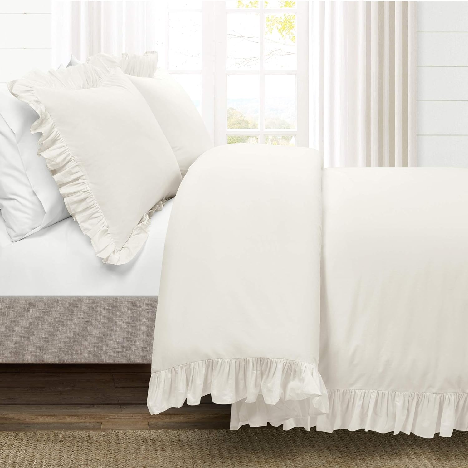 Lush Decor Reyna Ruffle Duvet Cover Set Queen White
