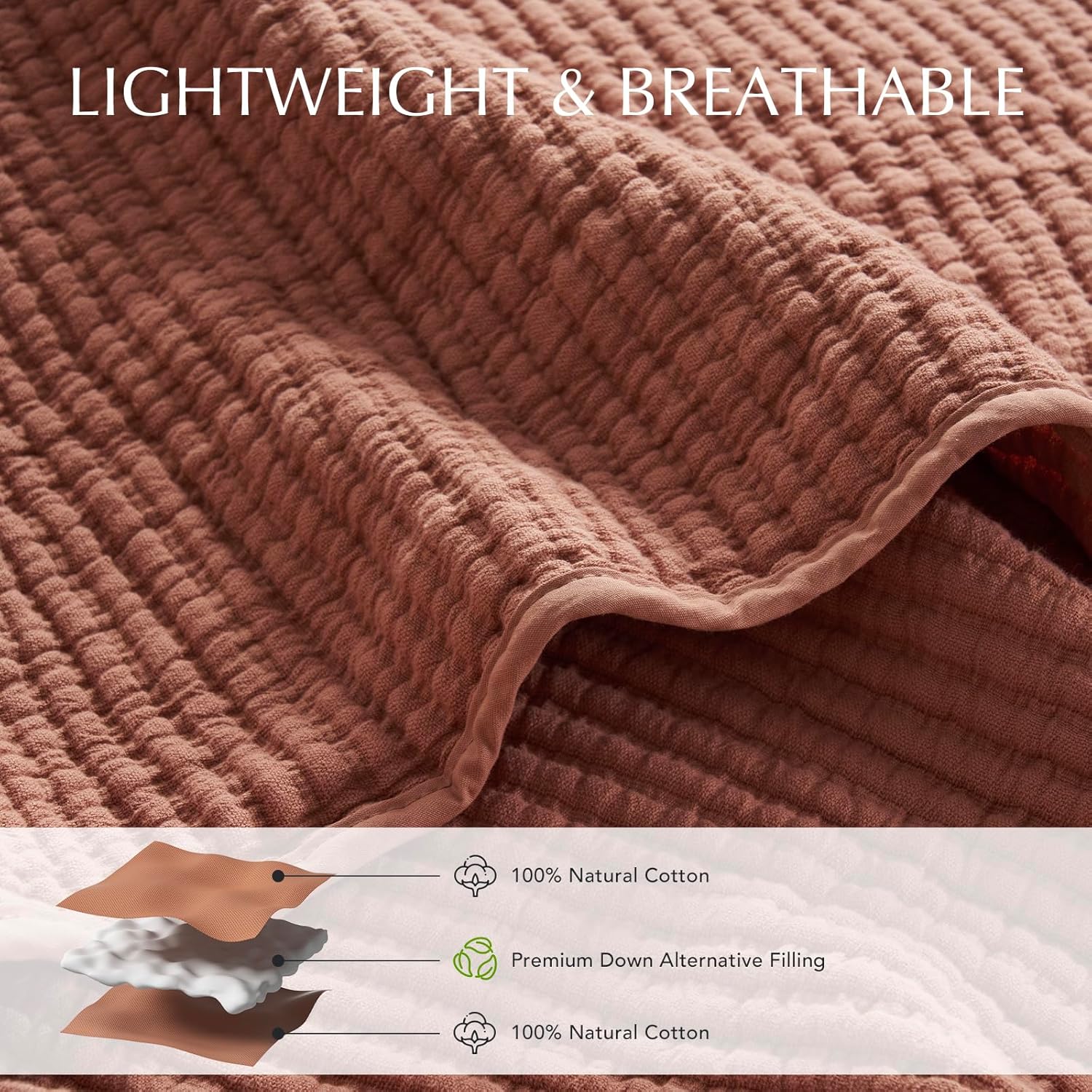 EVERGRACE Cotton Coverlet Set King Size 3 Pieces