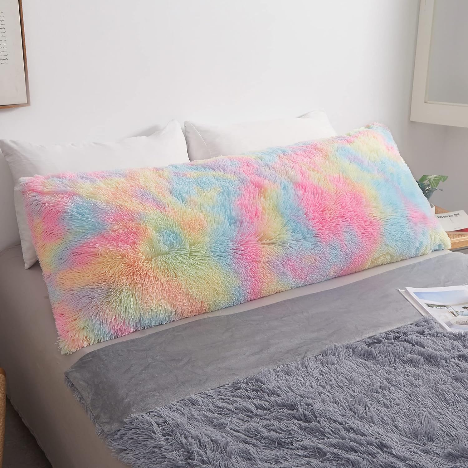 MEGO Rainbow Print Fluffy Body Pillow Cover